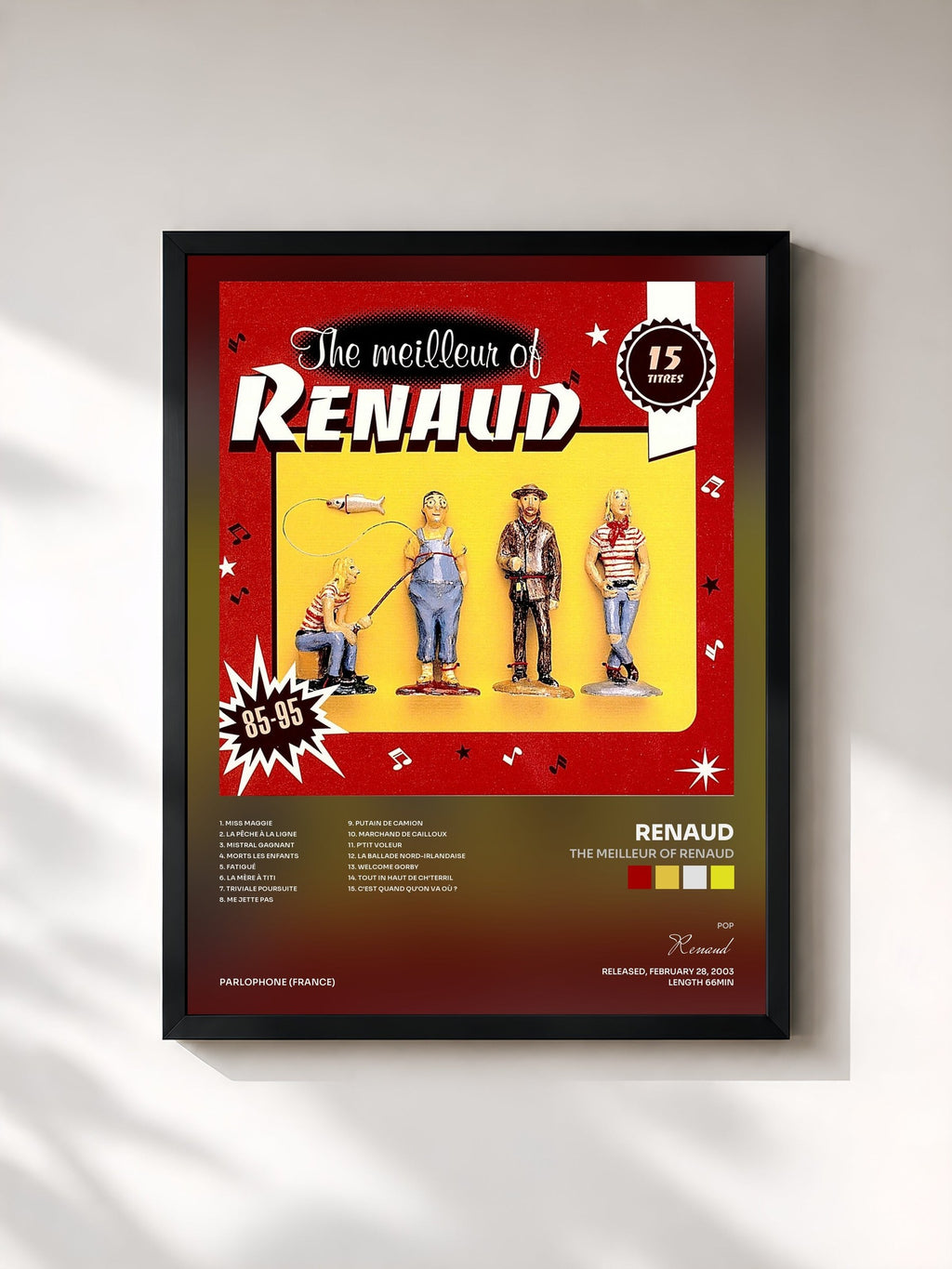 #noir Tableau de l'album The Meilleur Of Renaud de Renaud, cadre noir, imprimé et encadré en France