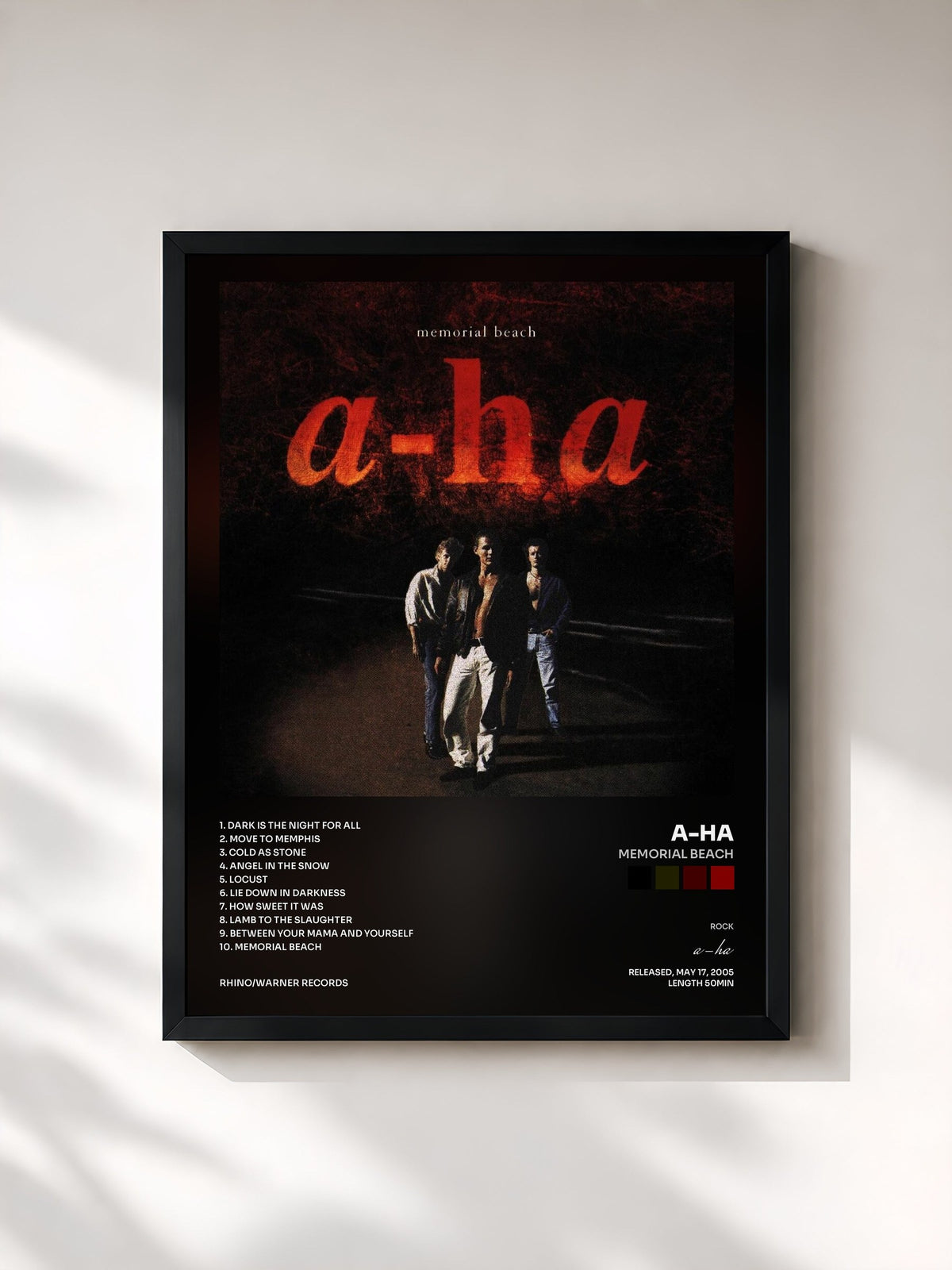#noir Memorial Beach de a-ha en lámina enmarcada, marco negro, impresa y enmarcada en Francia