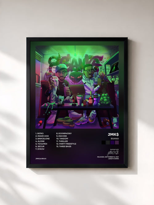 JMK$ · 8GANG — Lámina enmarcada