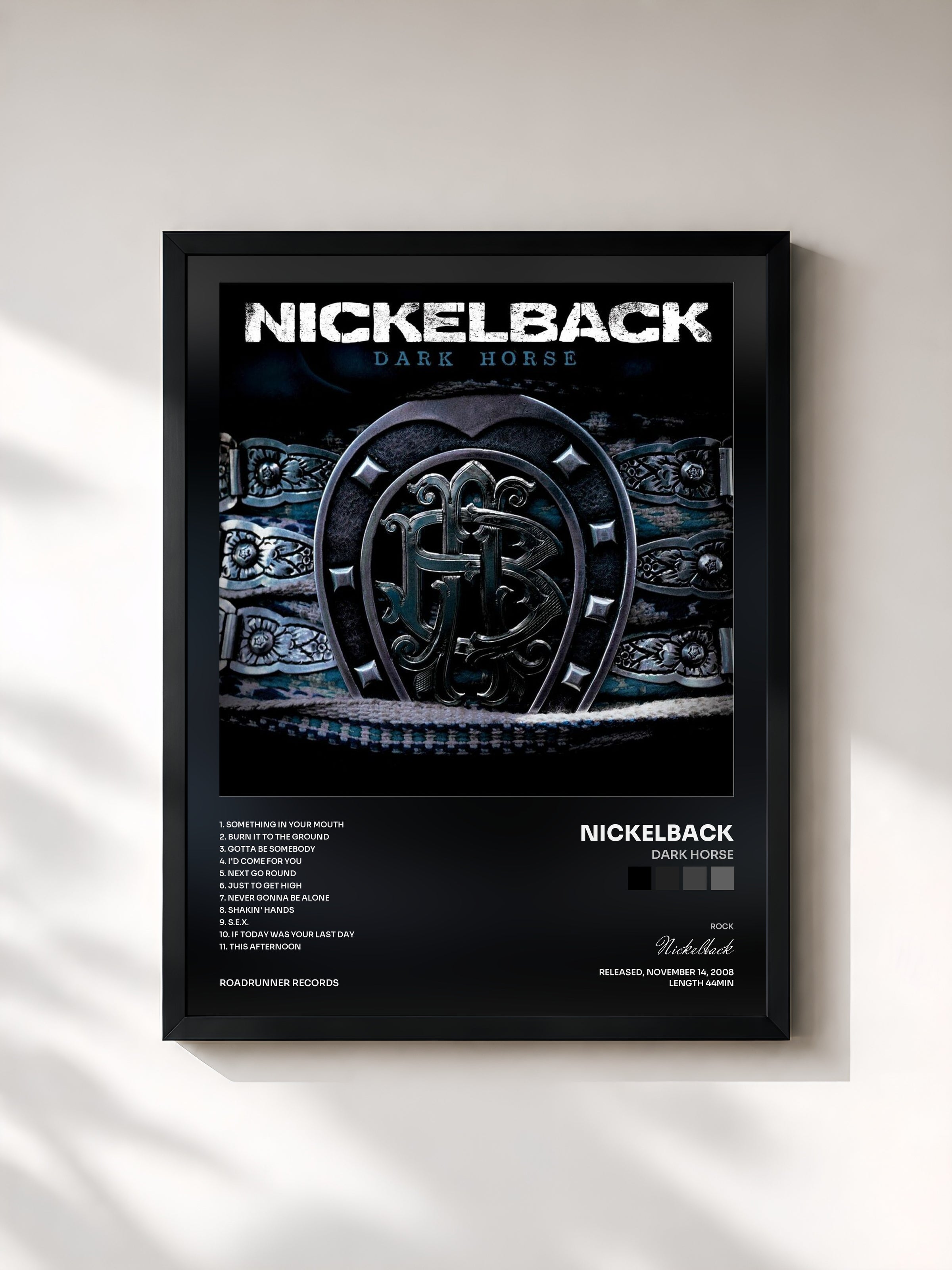 #noir Dark Horse by Nickelback as a framed art print, black frame, printed and framed in France