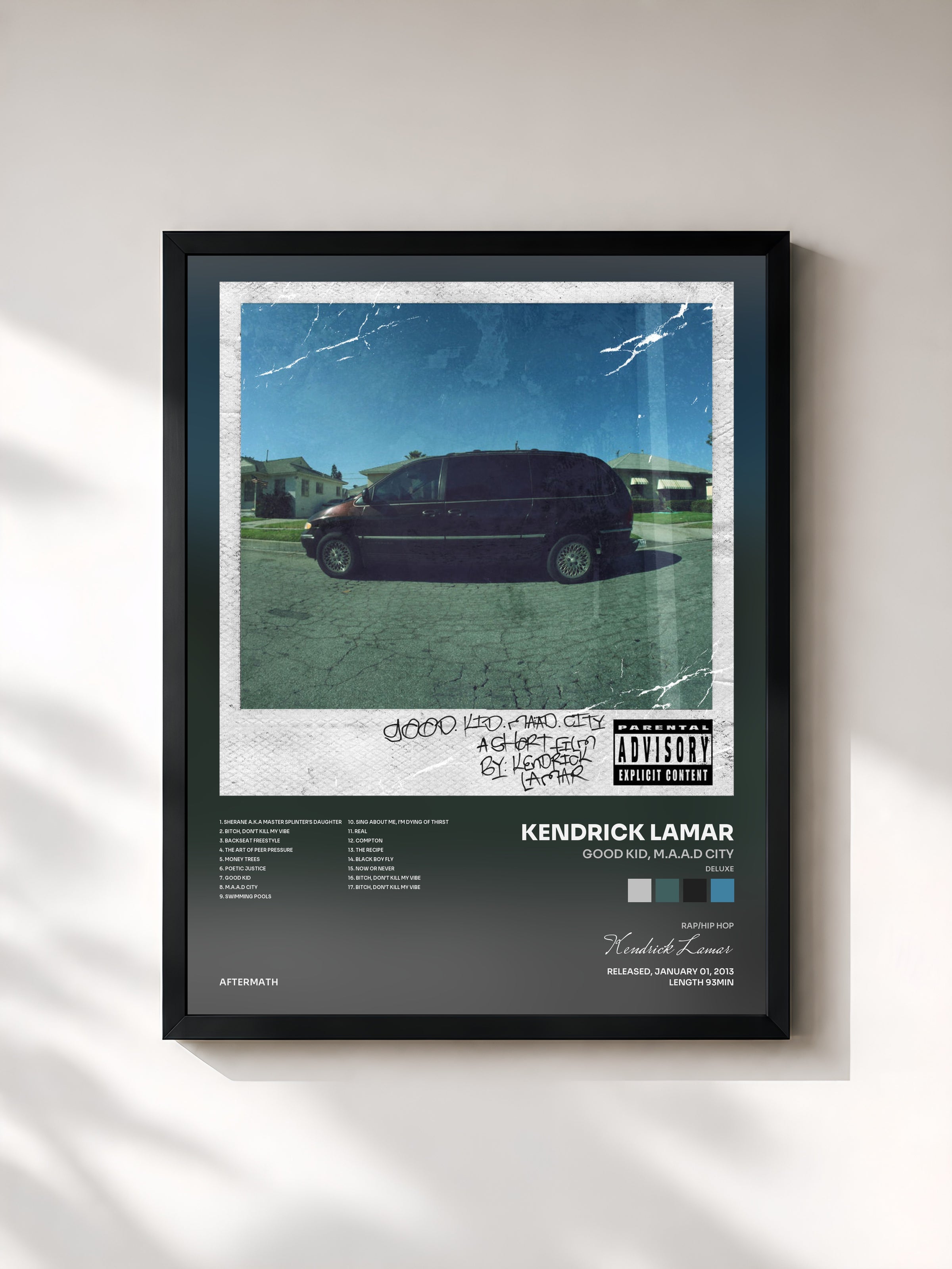 #noir good kid, m.A.A.d city (Deluxe) di Kendrick Lamar in stampa incorniciata, cornice nera, stampata e incorniciata in Francia
