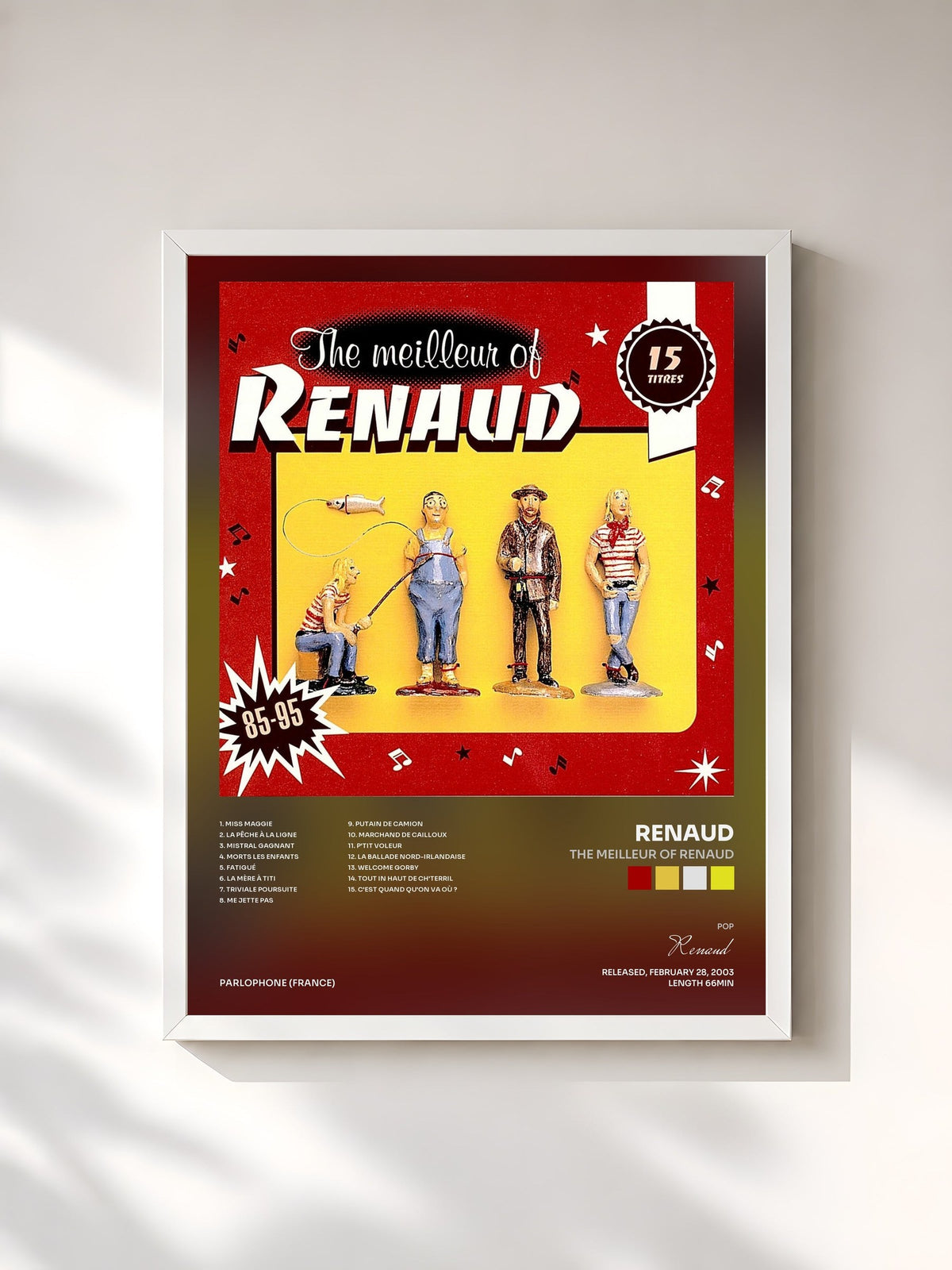 #blanc Tableau de l'album The Meilleur Of Renaud de Renaud, cadre blanc, imprimé et encadré en France