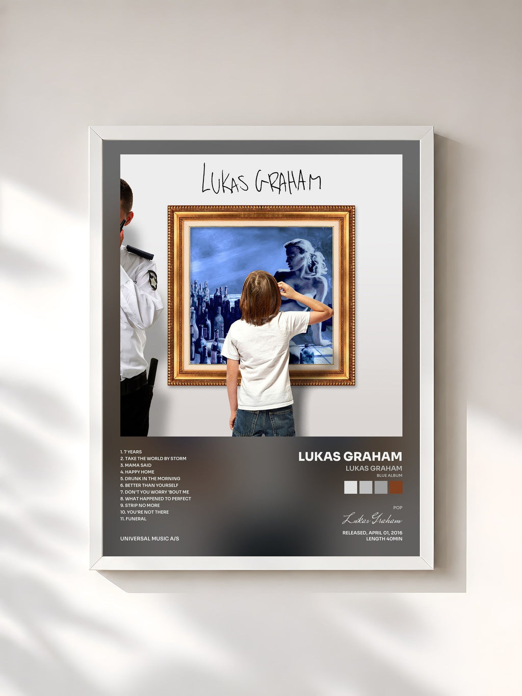 #blanc Lukas Graham (Blue Album) de Lukas Graham en lámina enmarcada, marco blanco, impresa y enmarcada en Francia