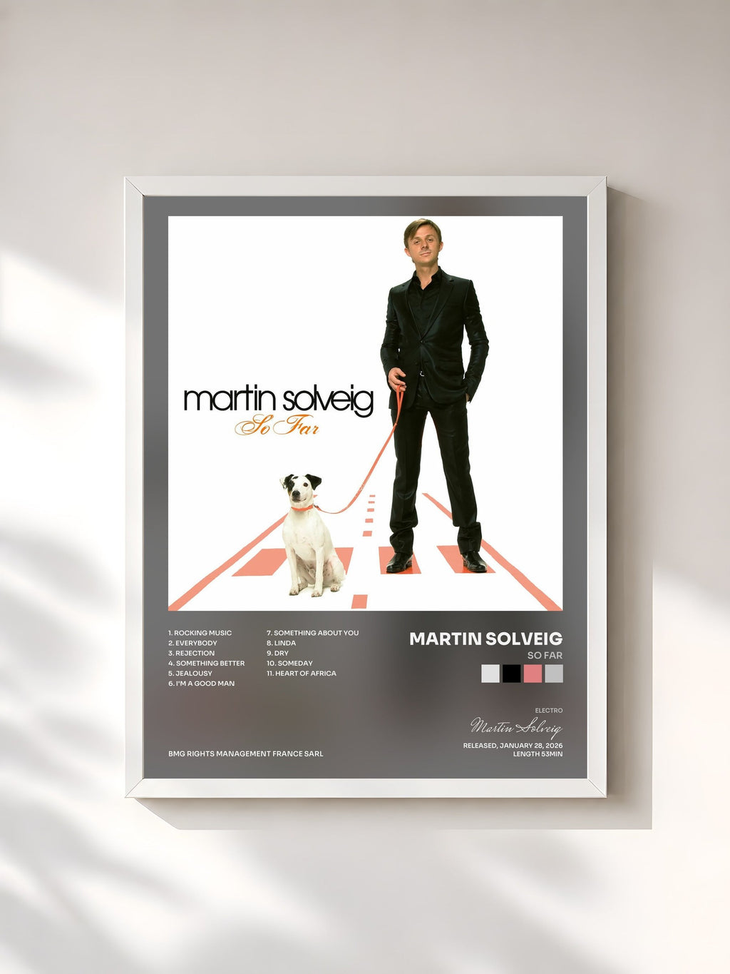 #blanc Tableau de l'album So Far de Martin Solveig, cadre blanc, imprimé et encadré en France