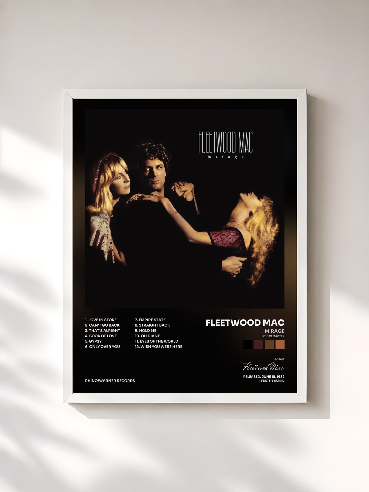 #blanc Mirage (2016 Remaster) von Fleetwood Mac als gerahmter Kunstdruck, weißer Rahmen, gedruckt und gerahmt in Frankreich