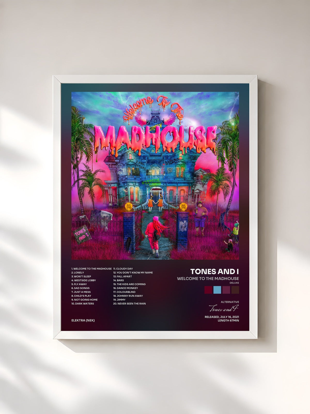 #blanc Welcome To The Madhouse (Deluxe) de Tones and I en lámina enmarcada, marco blanco, impresa y enmarcada en Francia