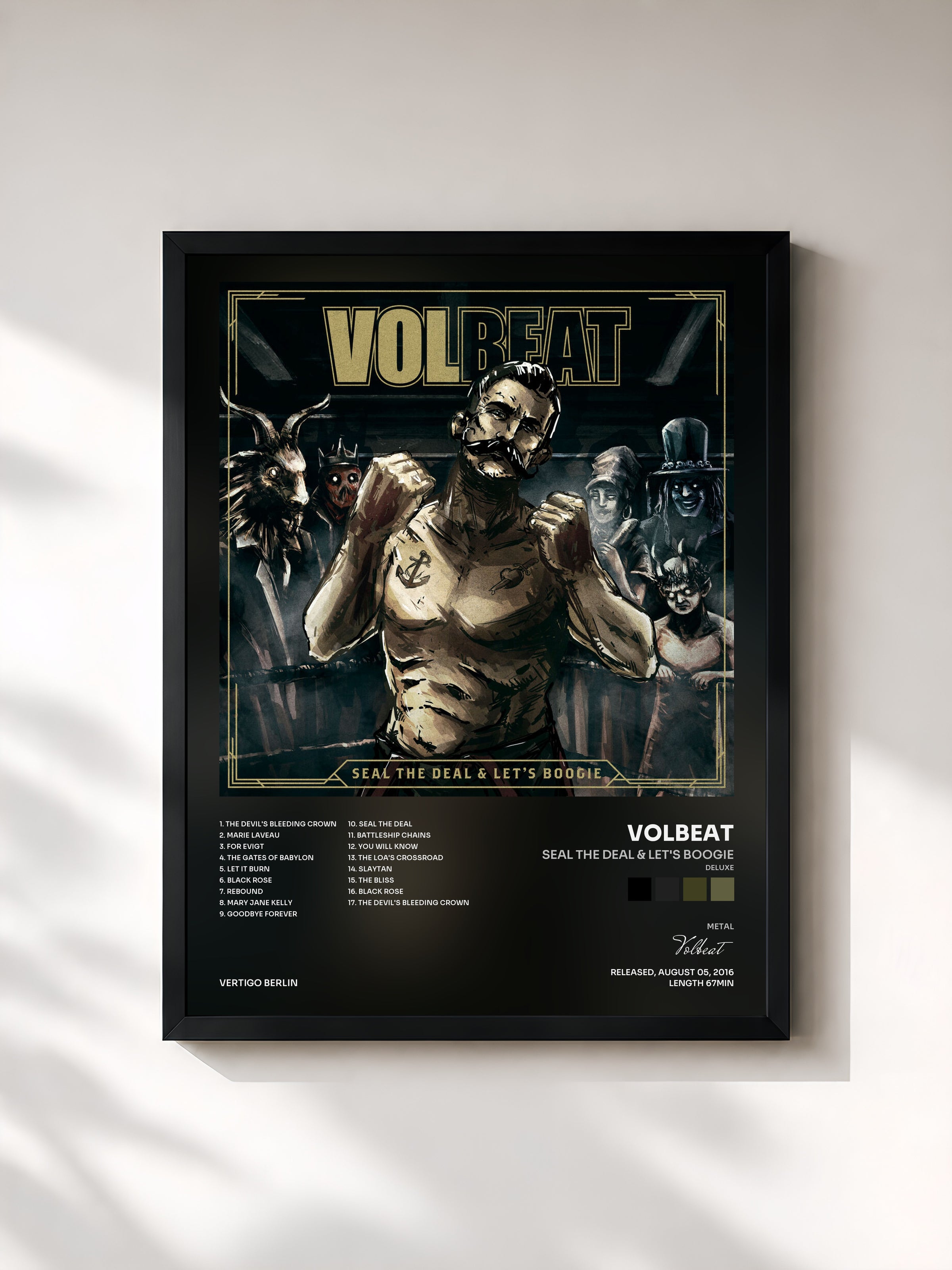 #noir Tableau de l'album Seal The Deal & Let's Boogie (Deluxe) de Volbeat, cadre noir, imprimé et encadré en France