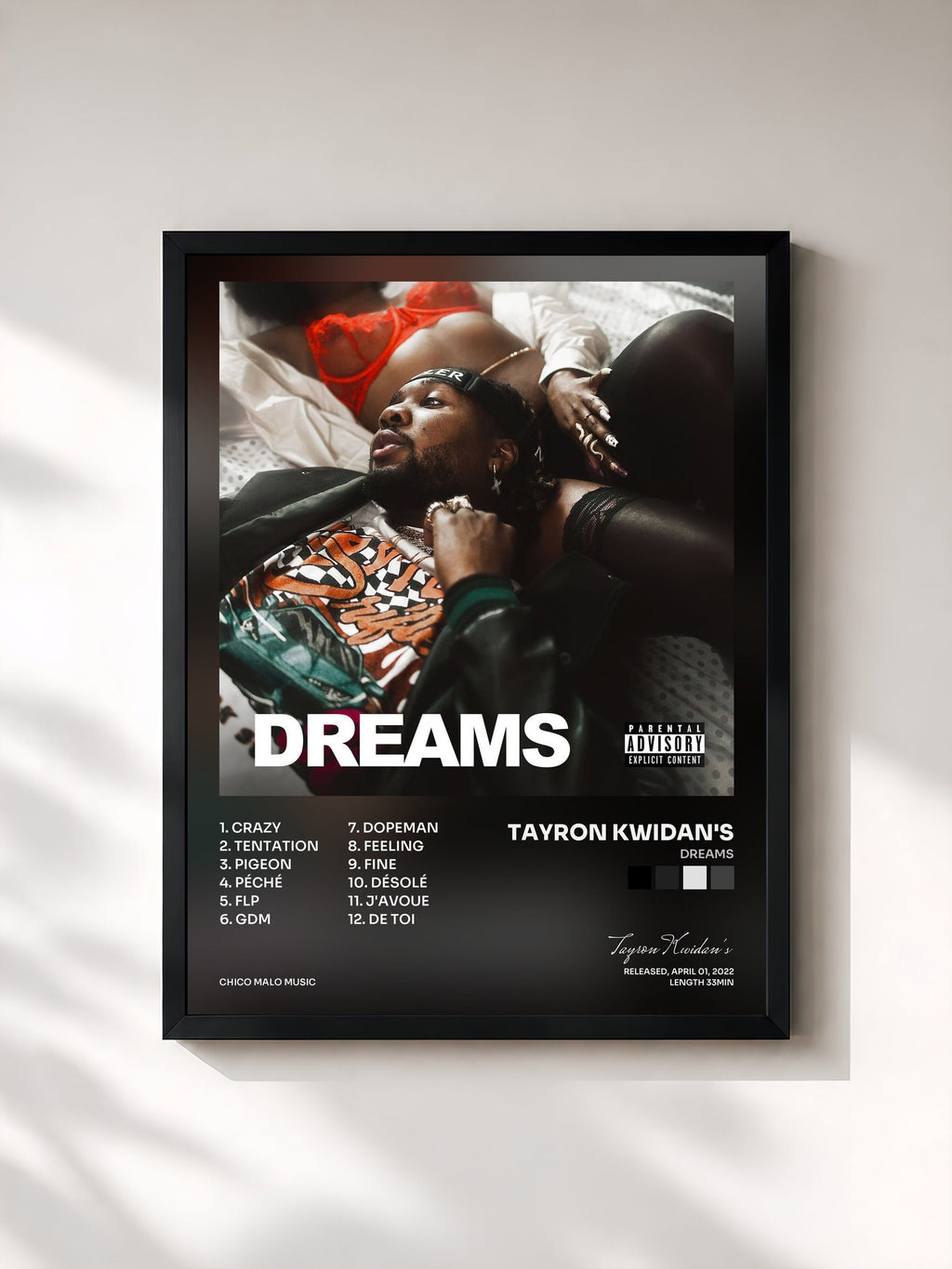 #noir Dreams von Tayron Kwidan's als gerahmter Kunstdruck, schwarzer Rahmen, gedruckt und gerahmt in Frankreich