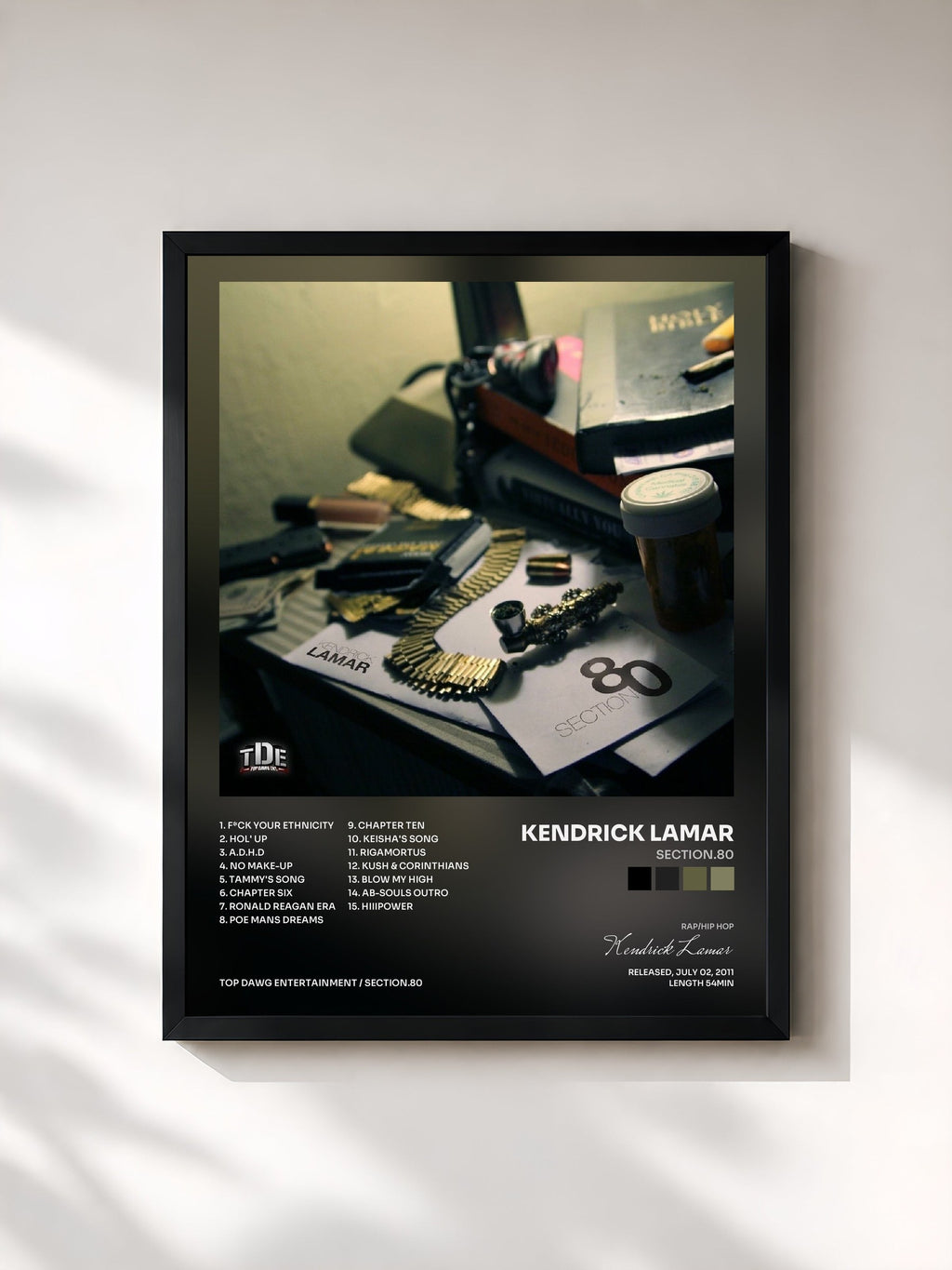 #noir Section.80 von Kendrick Lamar als gerahmter Kunstdruck, schwarzer Rahmen, gedruckt und gerahmt in Frankreich