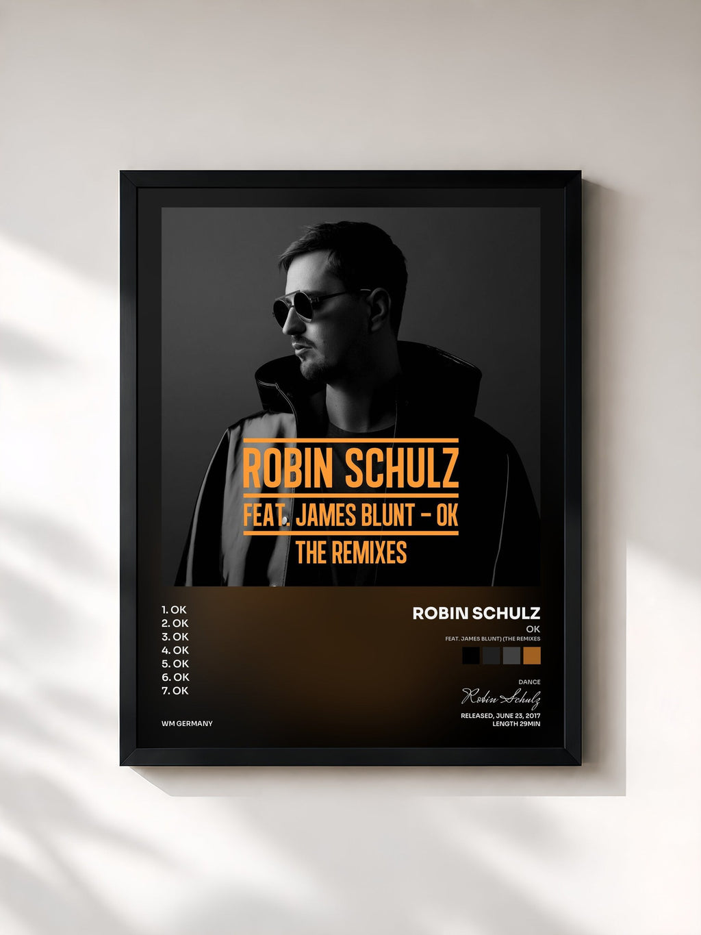 #noir OK (feat. James Blunt) (The Remixes) di Robin Schulz in stampa incorniciata, cornice nera, stampata e incorniciata in Francia