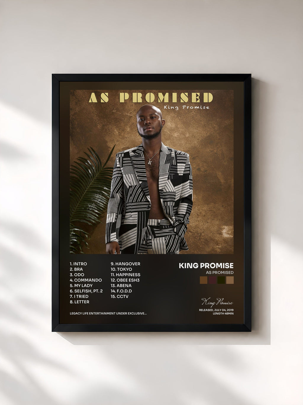 #noir As Promised de King Promise en lámina enmarcada, marco negro, impresa y enmarcada en Francia
