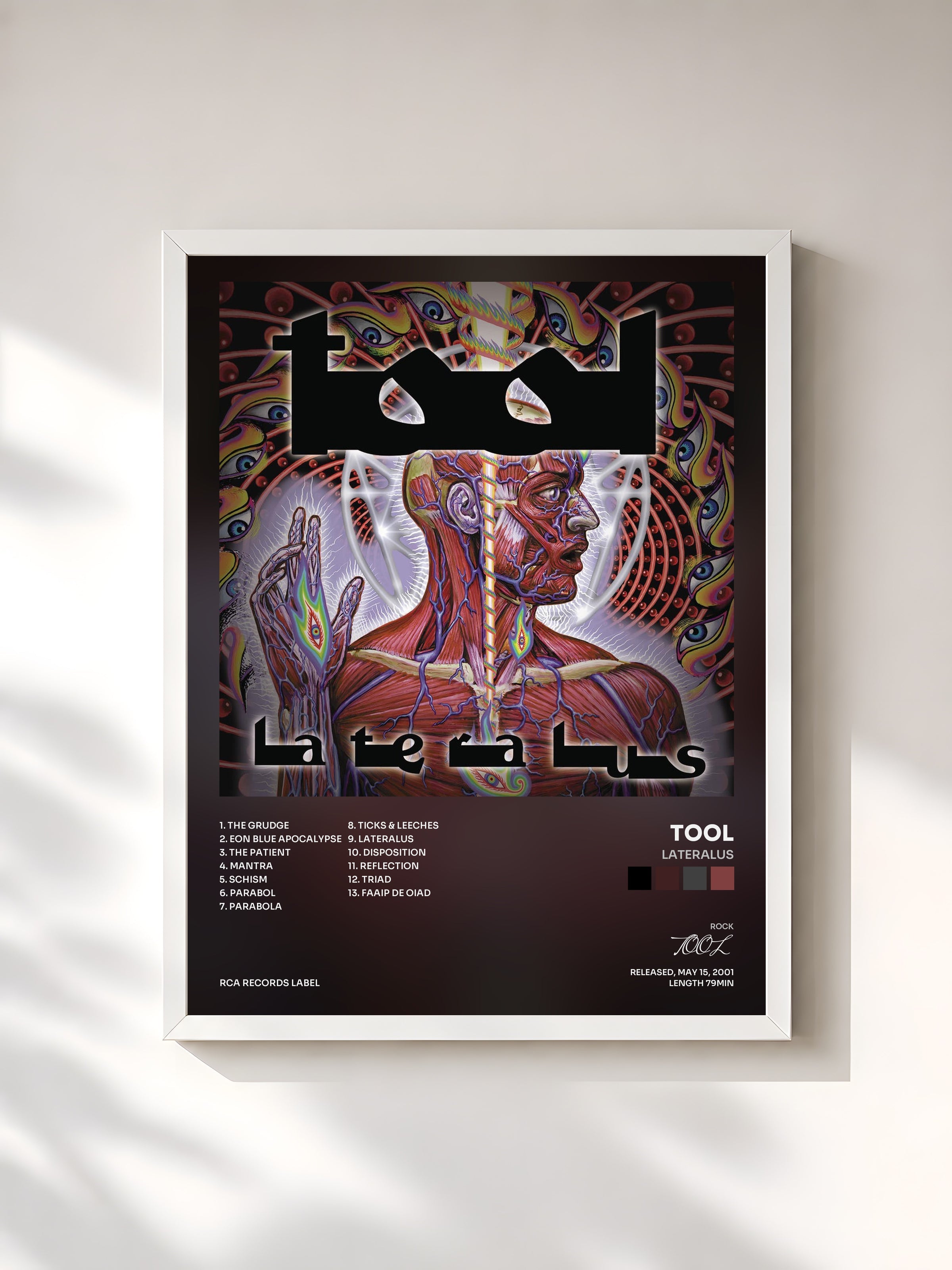 #blanc Lateralus by TOOL as a framed art print, white frame, printed and framed in France