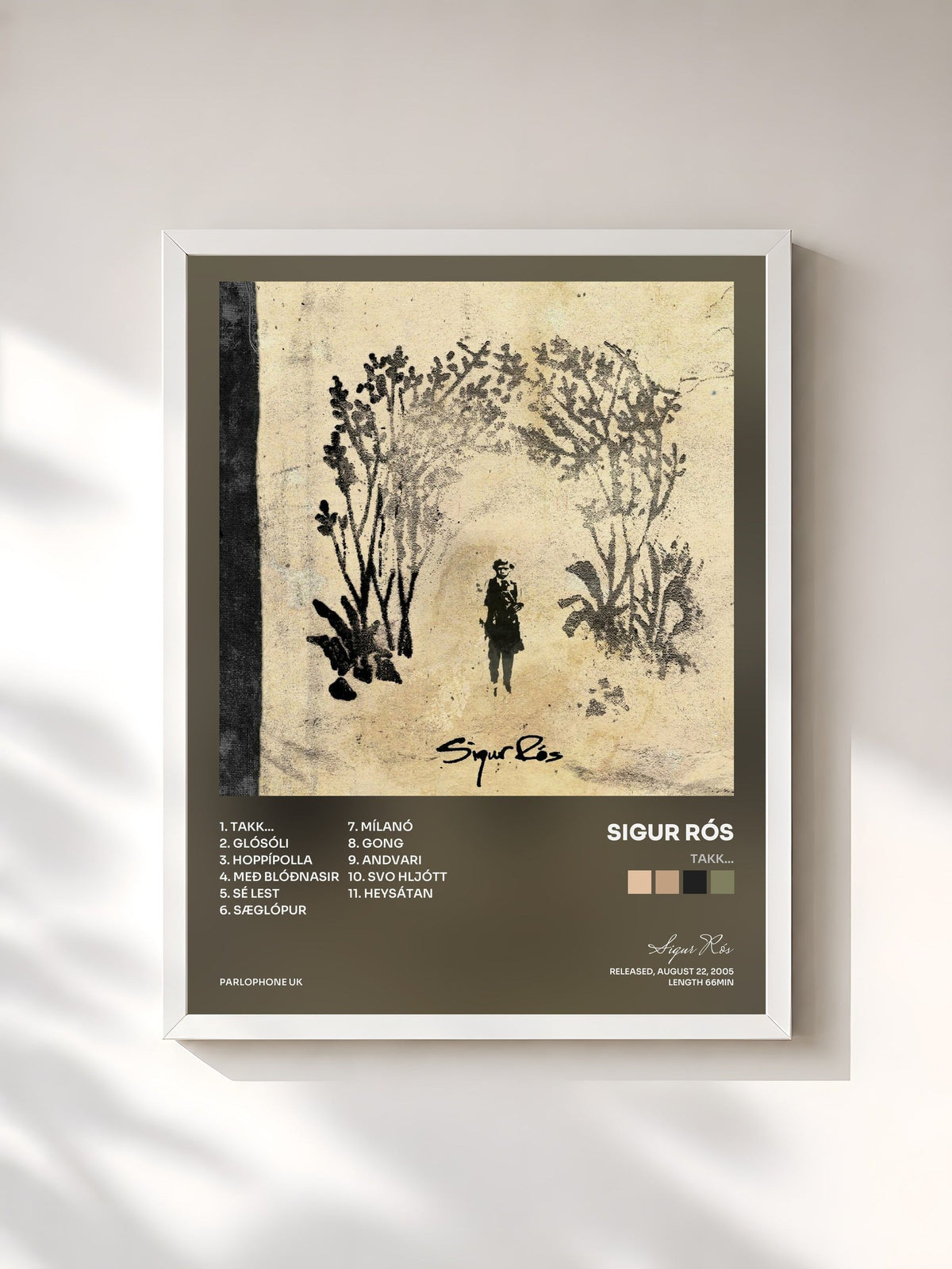 #blanc Tableau de l'album Takk... de Sigur Rós, cadre blanc, imprimé et encadré en France
