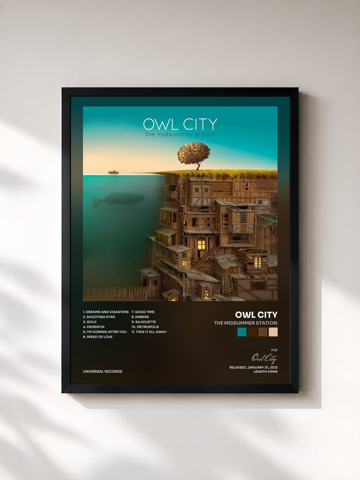 #noir The Midsummer Station by Owl City as a framed art print, black frame, printed and framed in France