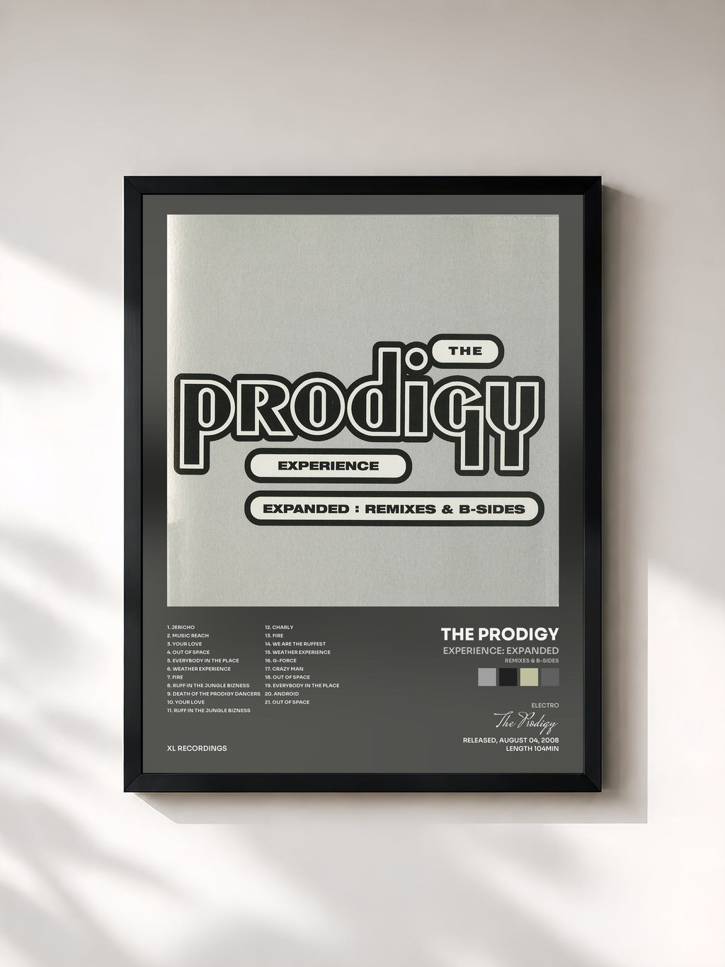 #noir Tableau de l'album Experience: Expanded (Remixes & B-sides) de The Prodigy, cadre noir, imprimé et encadré en France
