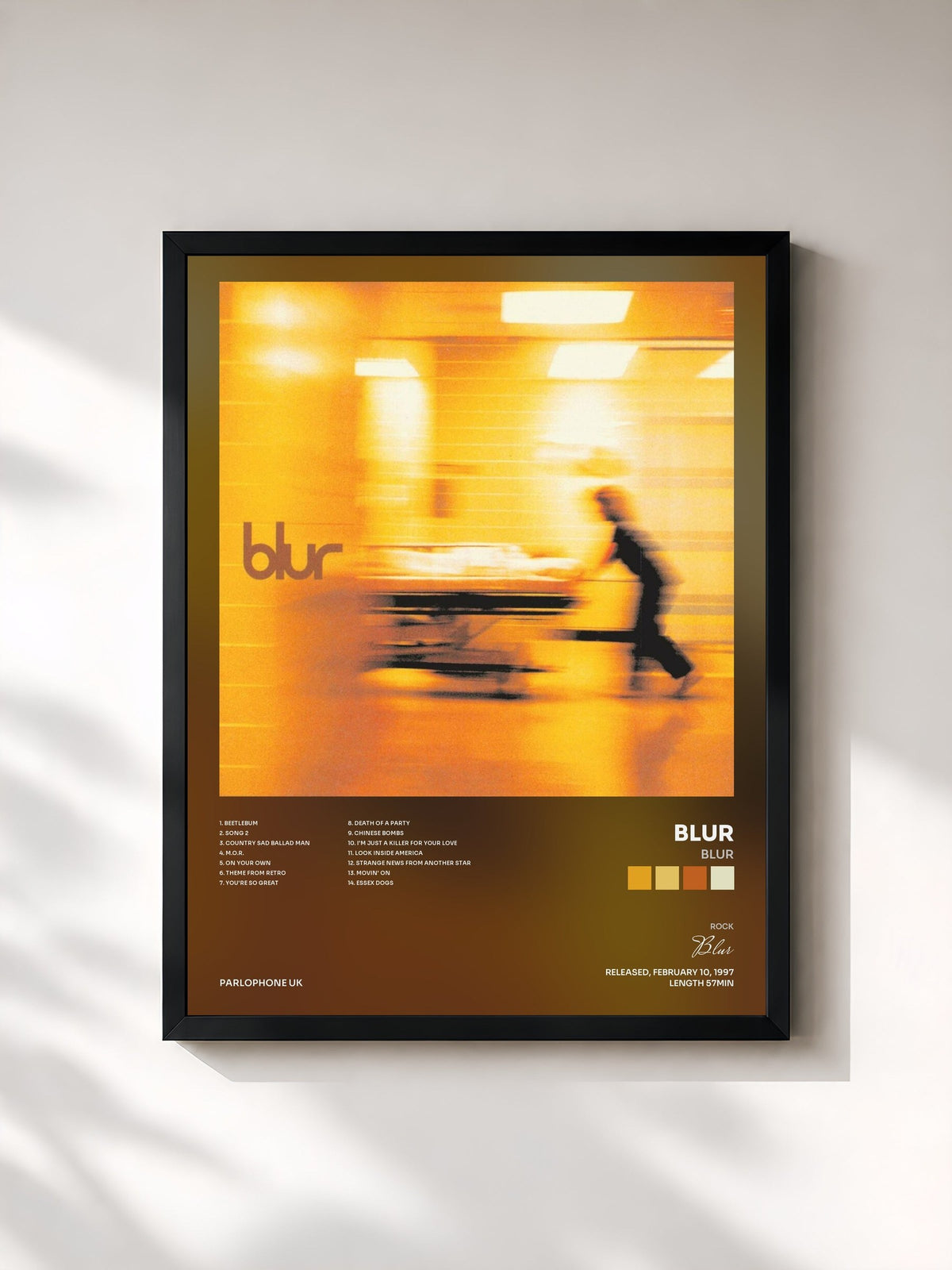 #noir Tableau de l'album Blur de Blur, cadre noir, imprimé et encadré en France