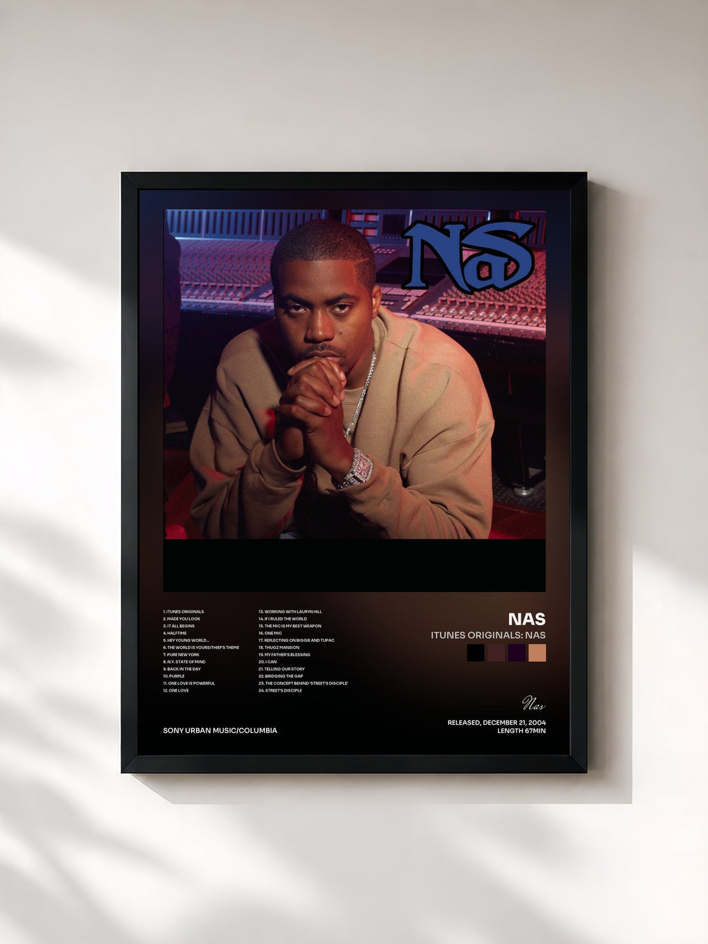 #noir iTunes Originals: Nas by Nas as a framed art print, black frame, printed and framed in France