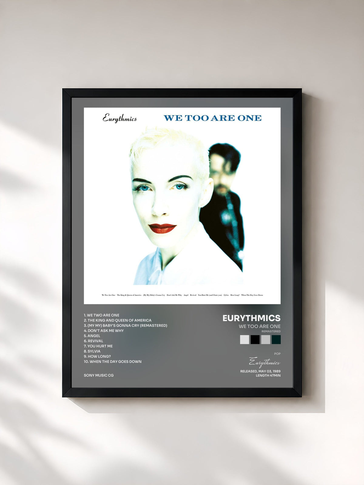 #noir Tableau de l'album We Too Are One (Remastered) de Eurythmics, cadre noir, imprimé et encadré en France
