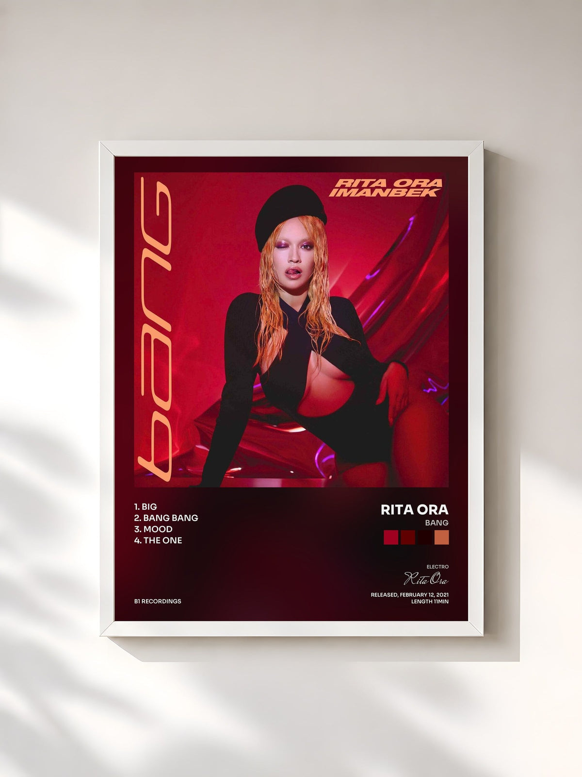 #blanc Bang by Rita Ora as a framed art print, white frame, printed and framed in France