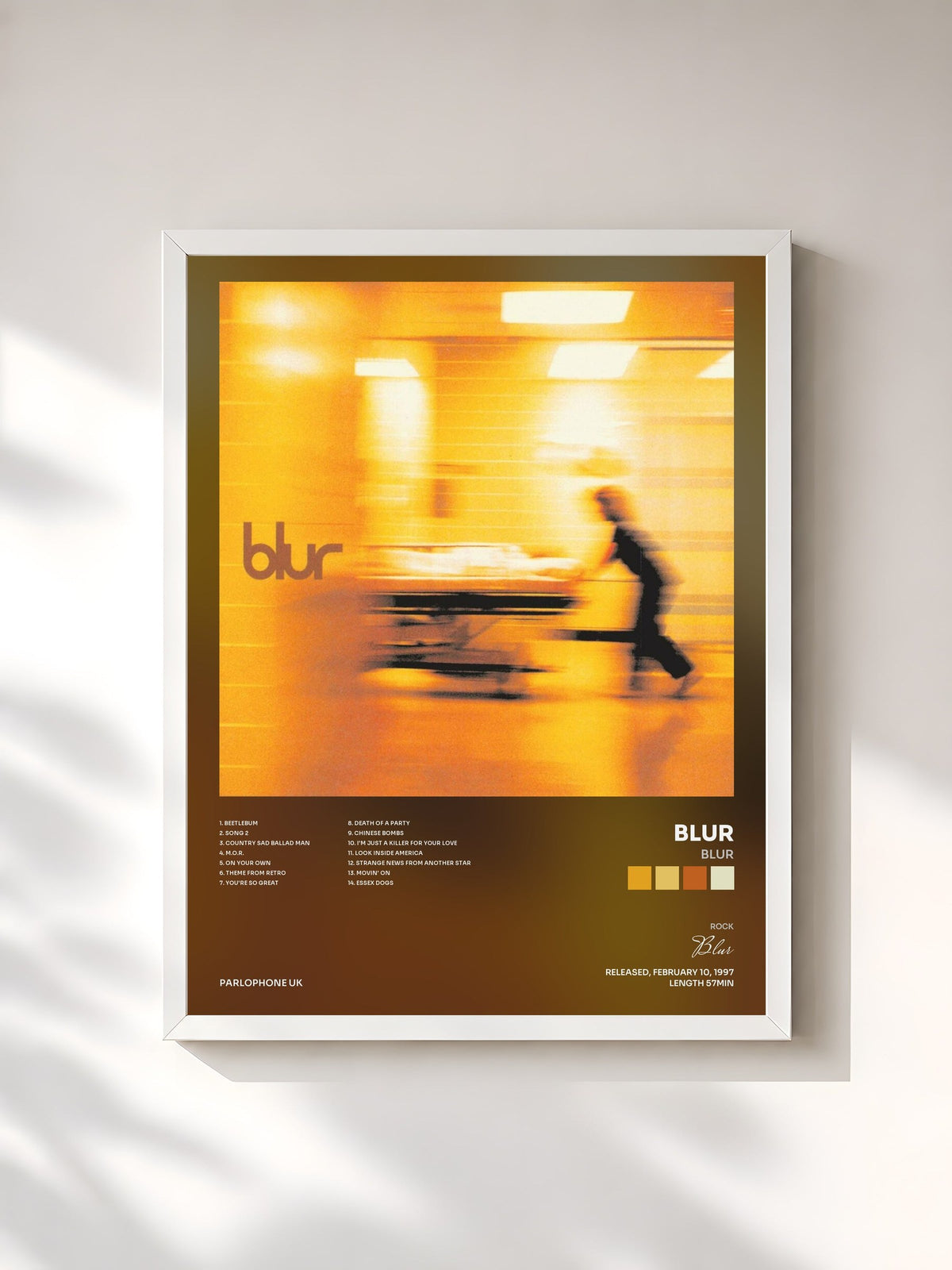 #blanc Tableau de l'album Blur de Blur, cadre blanc, imprimé et encadré en France
