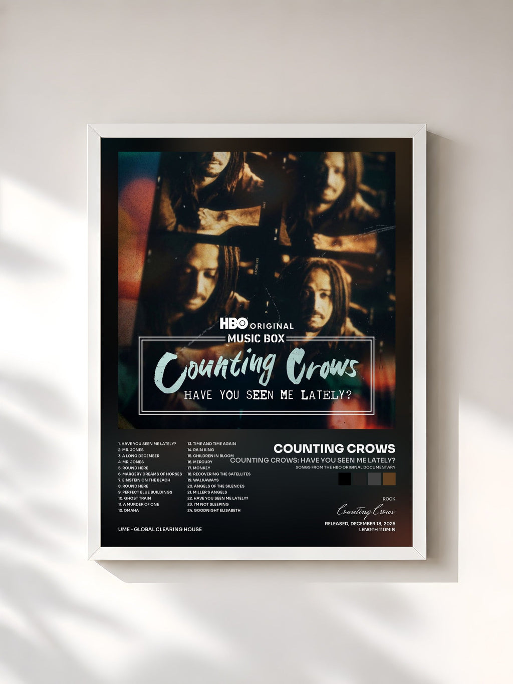#blanc Tableau de l'album Counting Crows: Have You Seen Me Lately? (Songs from the HBO Original Documentary) de Counting Crows, cadre blanc, imprimé et encadré en France