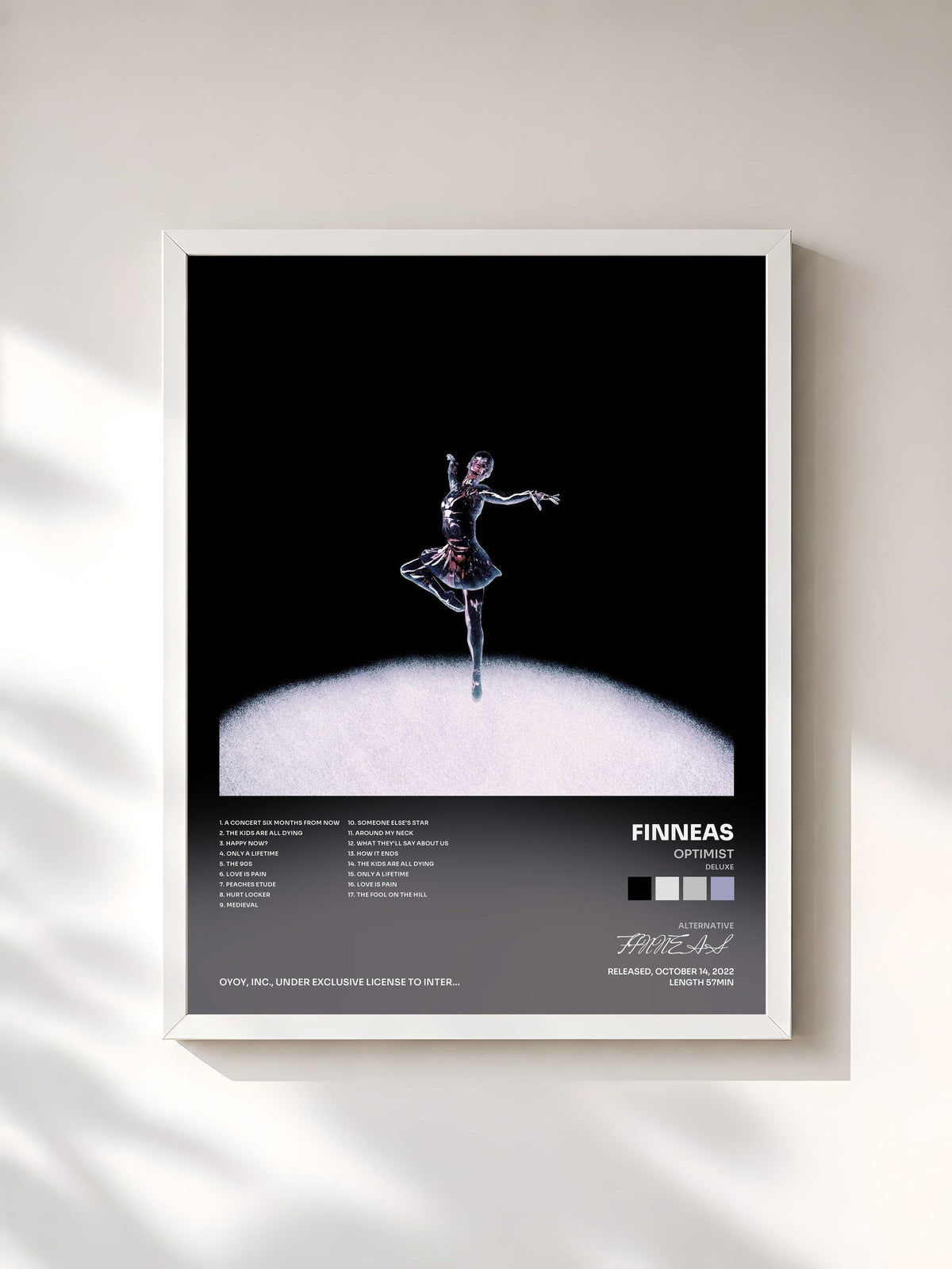 #blanc Optimist (Deluxe) von FINNEAS als gerahmter Kunstdruck, weißer Rahmen, gedruckt und gerahmt in Frankreich