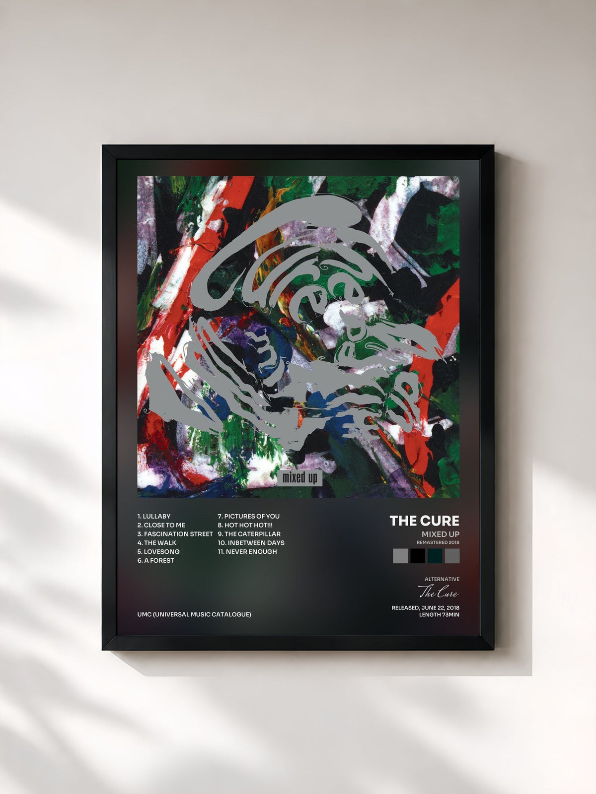 #noir Tableau de l'album Mixed Up (Remastered 2018) de The Cure, cadre noir, imprimé et encadré en France