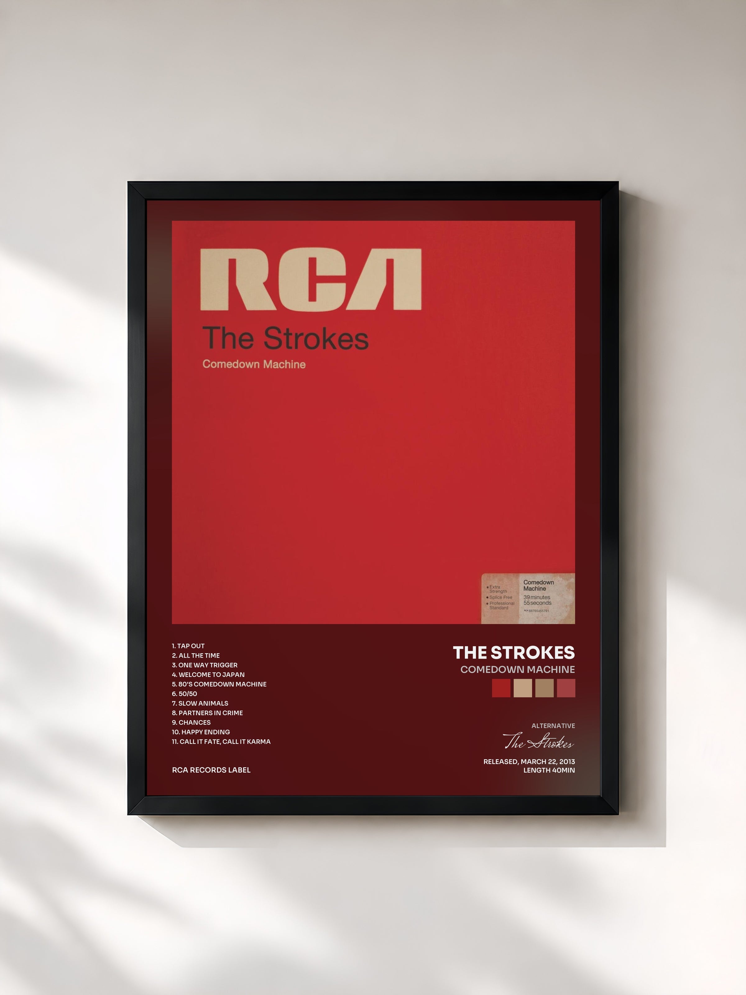 #noir Comedown Machine de The Strokes en lámina enmarcada, marco negro, impresa y enmarcada en Francia