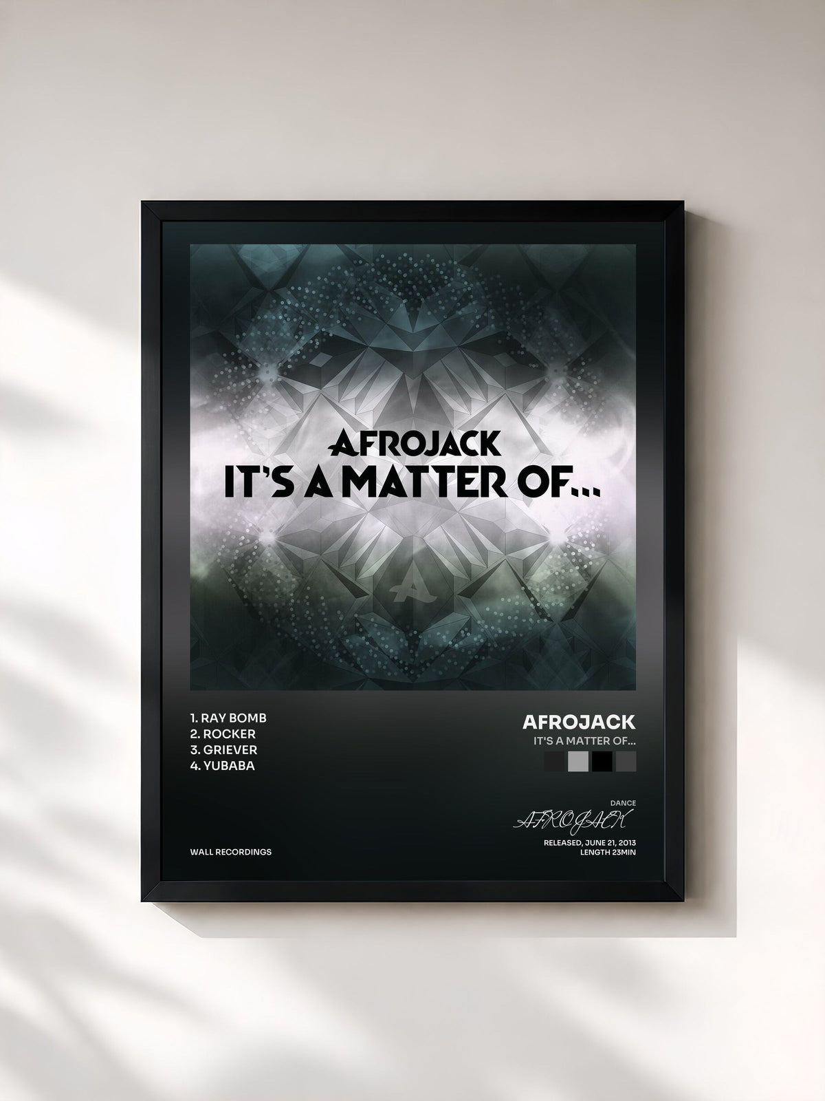 #noir Tableau de l'album It's A Matter Of... de AFROJACK, cadre noir, imprimé et encadré en France