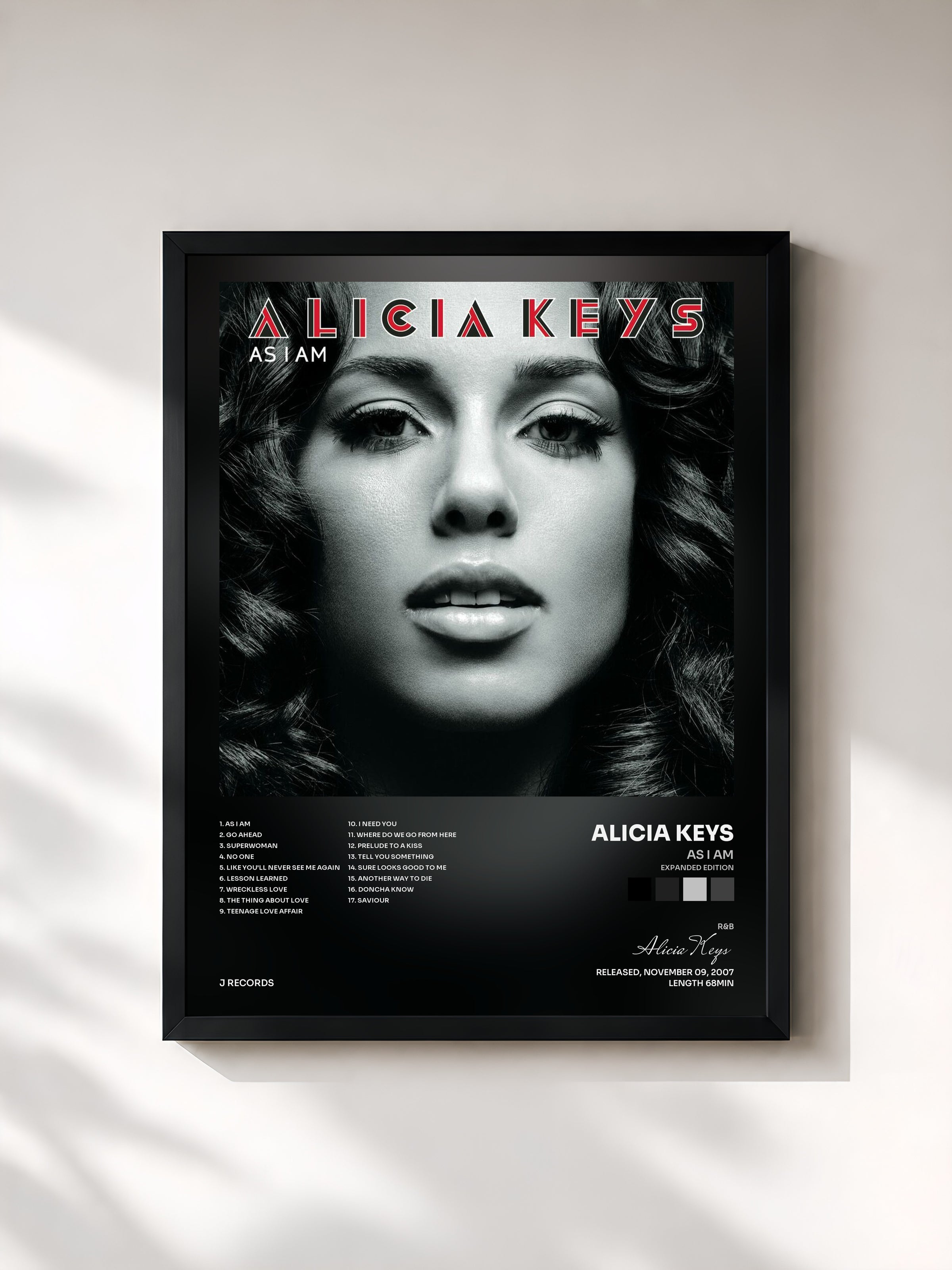 #noir As I Am (Expanded Edition) by Alicia Keys as a framed art print, black frame, printed and framed in France