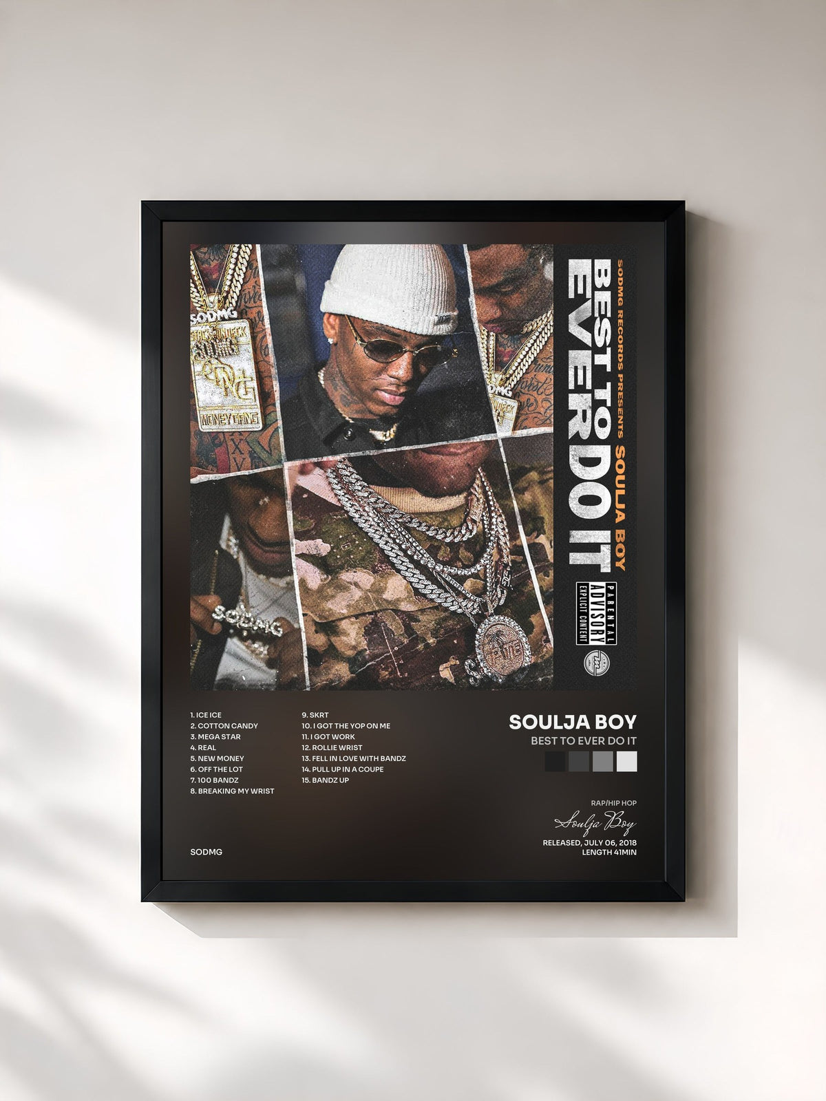 #noir Best to Ever Do It by Soulja Boy as a framed art print, black frame, printed and framed in France