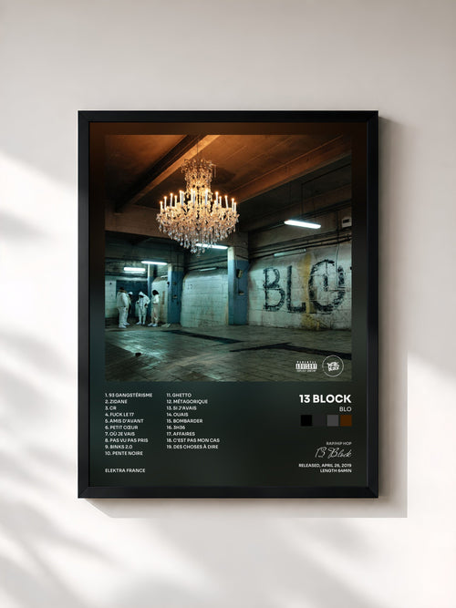 #noir Tableau de l'album BLO de 13 Block, cadre noir, imprimé et encadré en France