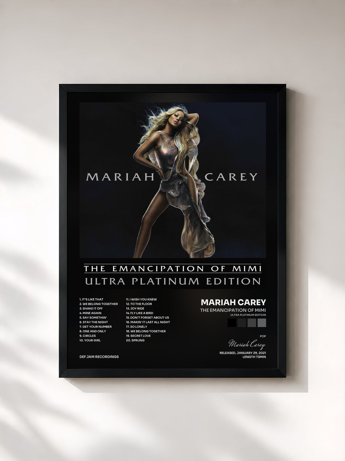 #noir Tableau de l'album The Emancipation Of Mimi (Ultra Platinum Edition) de Mariah Carey, cadre noir, imprimé et encadré en France