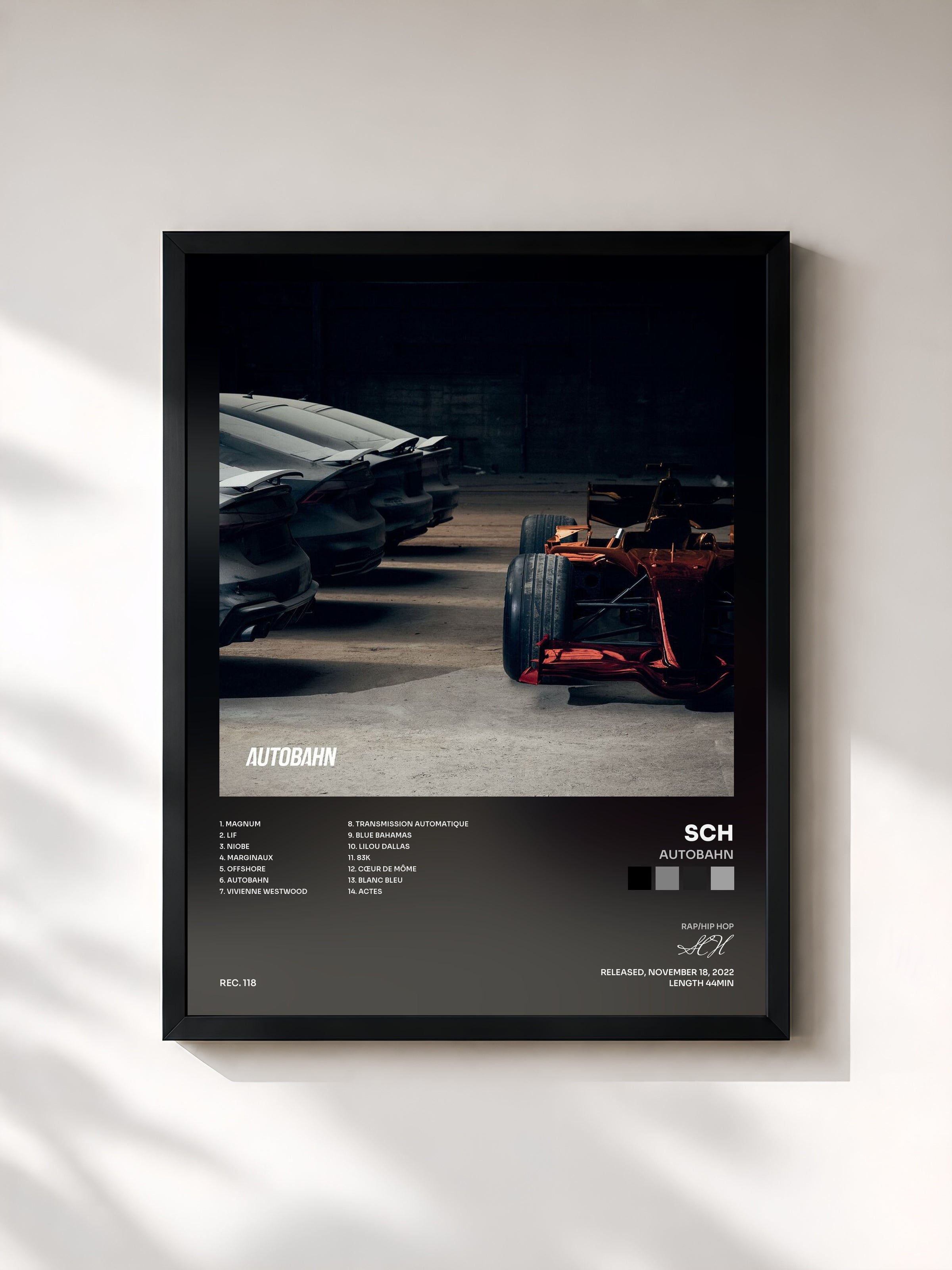 #noir Autobahn by SCH as a framed art print, black frame, printed and framed in France