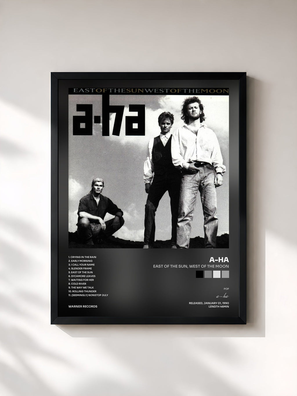 #noir East of the Sun, West of the Moon by a-ha as a framed art print, black frame, printed and framed in France