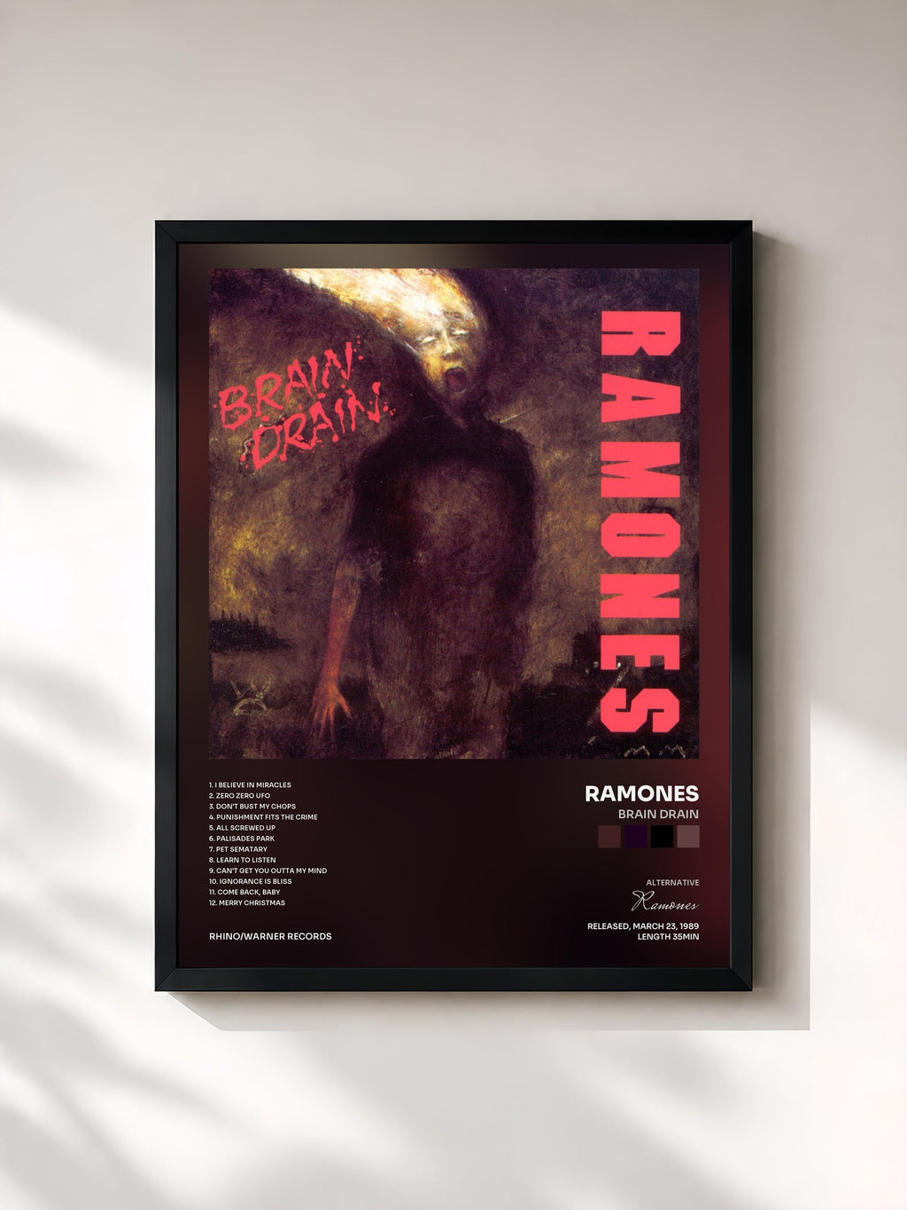 #noir Brain Drain di Ramones in stampa incorniciata, cornice nera, stampata e incorniciata in Francia
