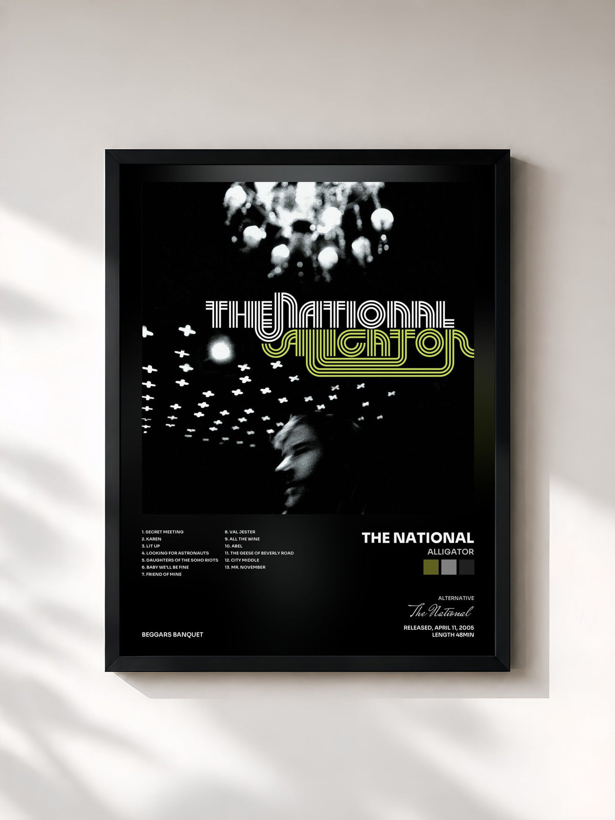 #noir Alligator by The National as a framed art print, black frame, printed and framed in France