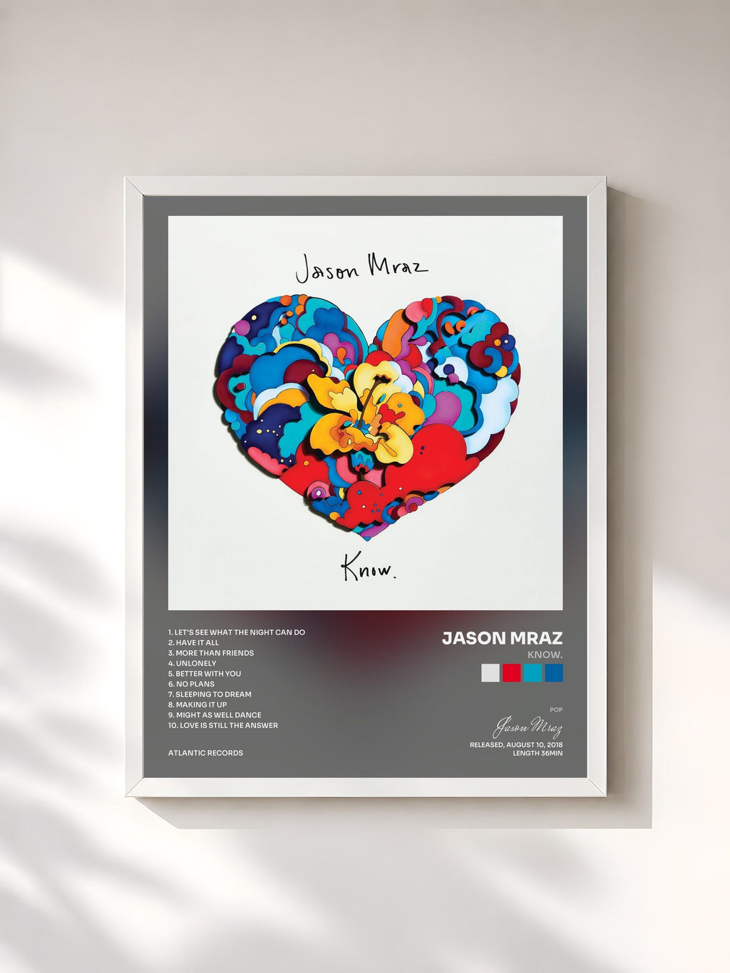 #blanc Know. by Jason Mraz as a framed art print, white frame, printed and framed in France