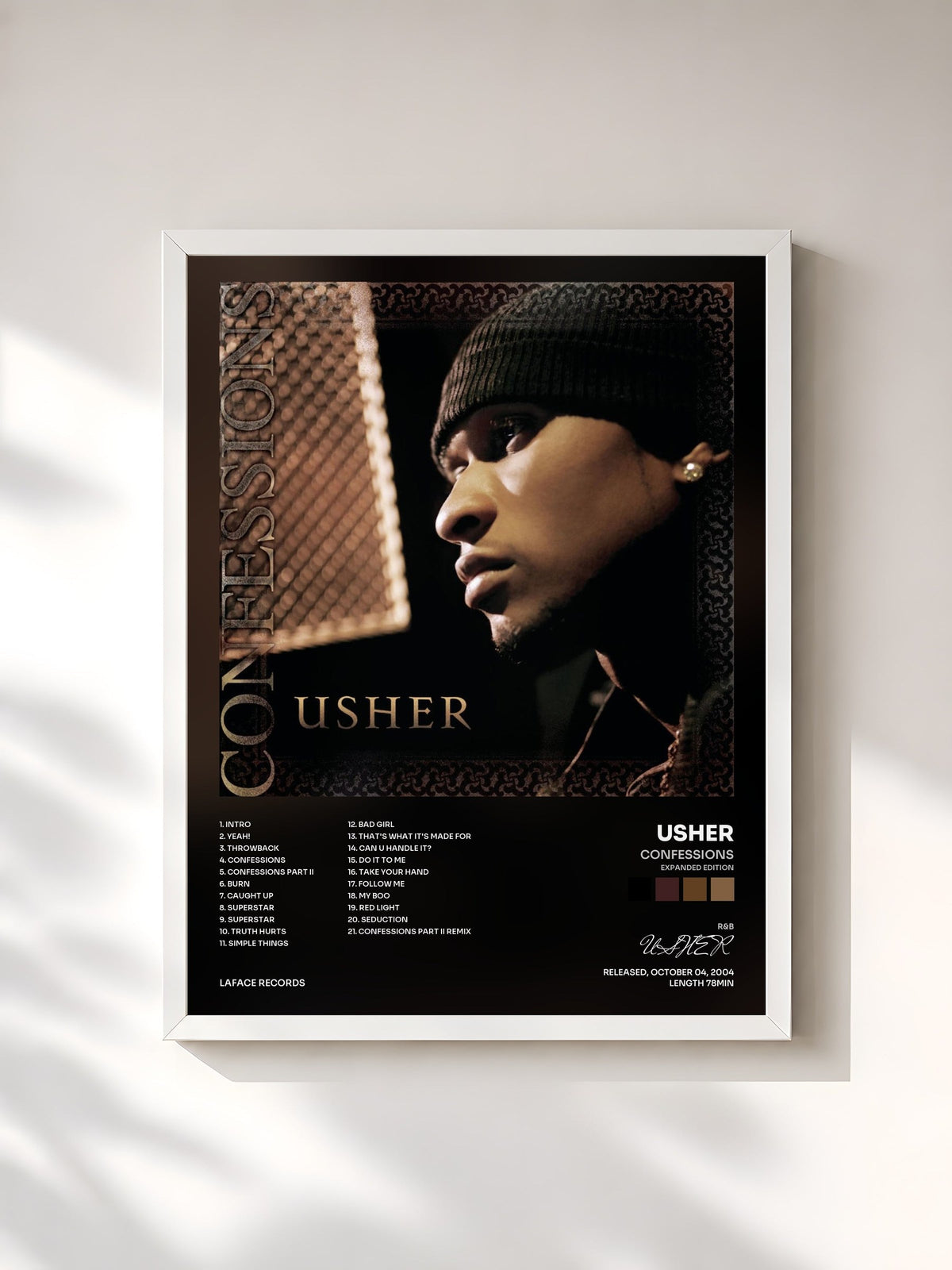 #blanc Tableau de l'album Confessions (Expanded Edition) de USHER, cadre blanc, imprimé et encadré en France