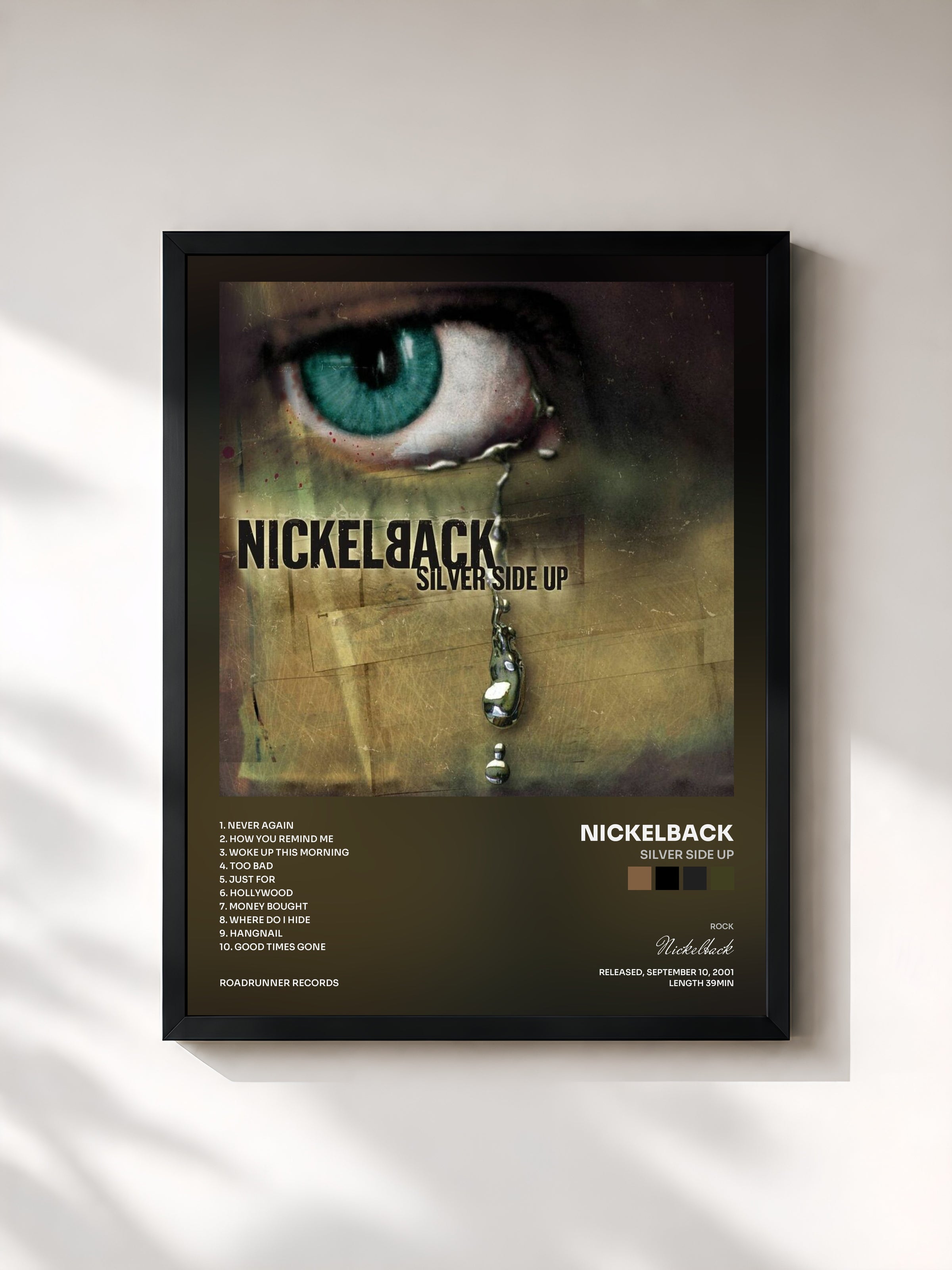 #noir Silver Side Up de Nickelback en lámina enmarcada, marco negro, impresa y enmarcada en Francia