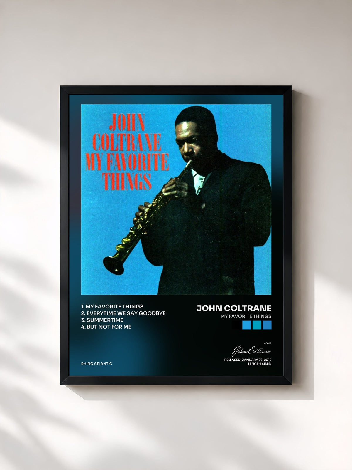 #noir Tableau de l'album My Favorite Things de John Coltrane, cadre noir, imprimé et encadré en France