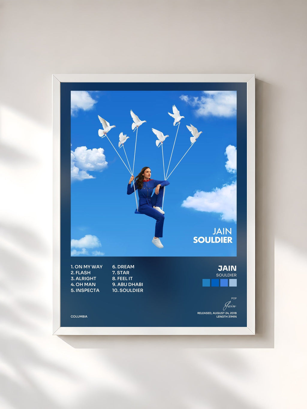 #blanc Souldier de Jain en lámina enmarcada, marco blanco, impresa y enmarcada en Francia