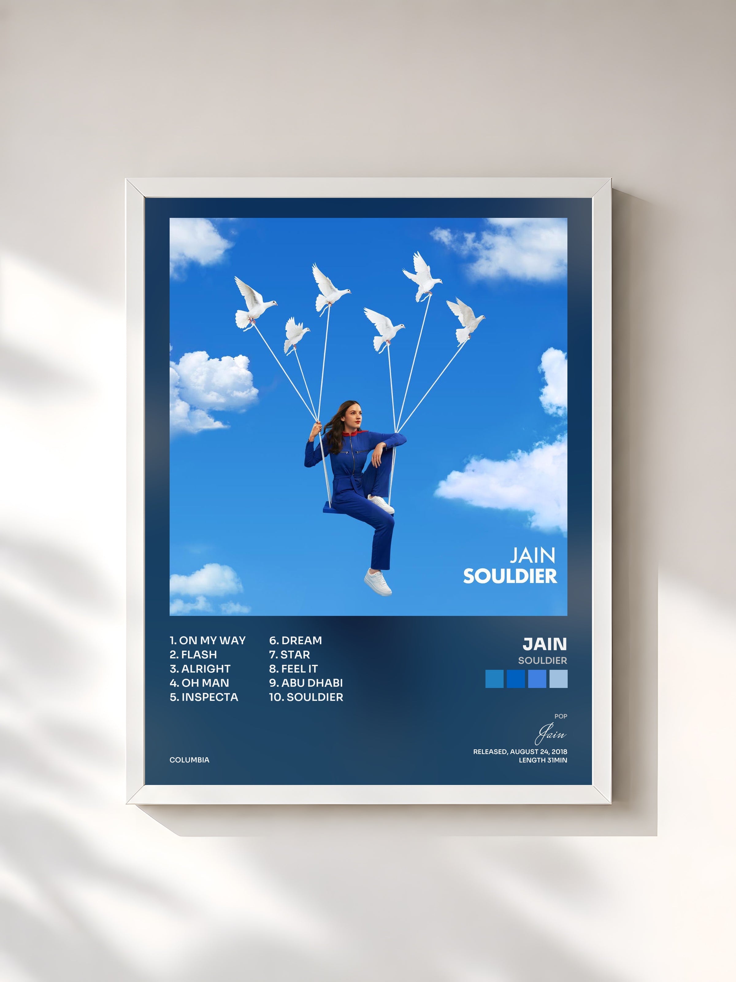 #blanc Souldier by Jain as a framed art print, white frame, printed and framed in France