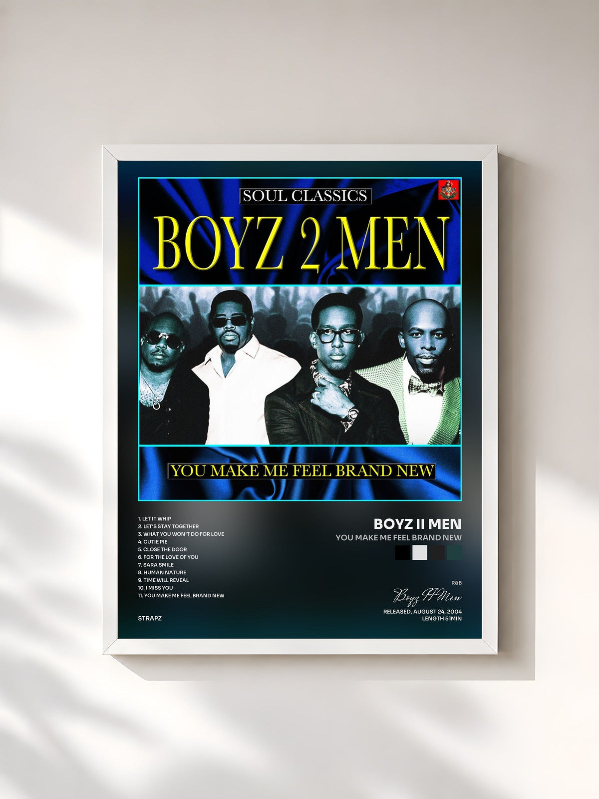 #blanc Tableau de l'album You Make Me Feel Brand New de Boyz II Men, cadre blanc, imprimé et encadré en France