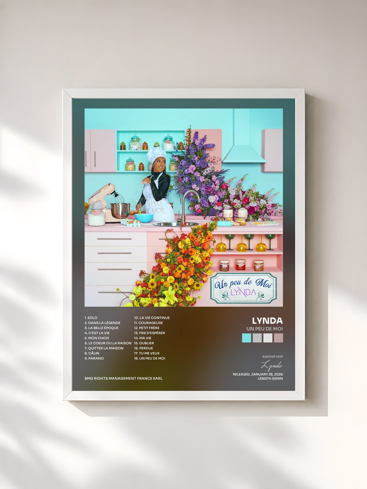 #blanc Un peu de moi de Lynda en lámina enmarcada, marco blanco, impresa y enmarcada en Francia