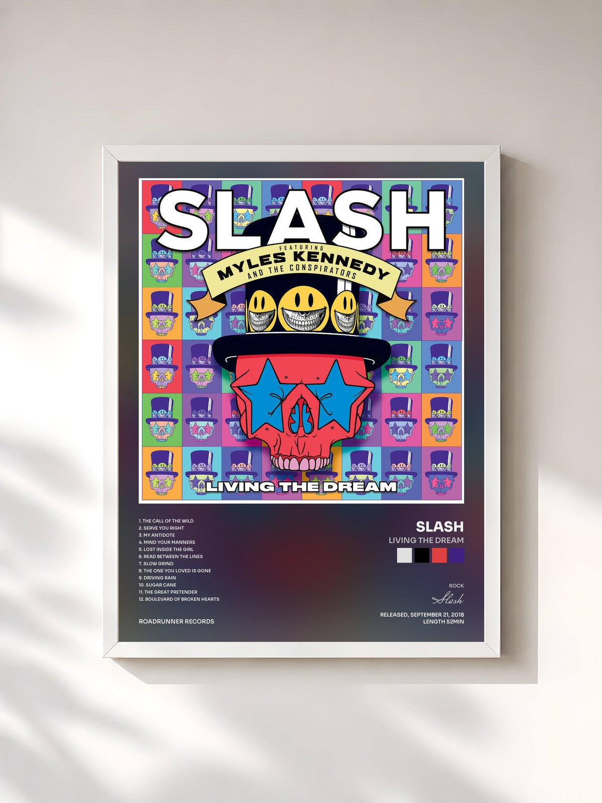 #blanc Living the Dream by Slash as a framed art print, white frame, printed and framed in France