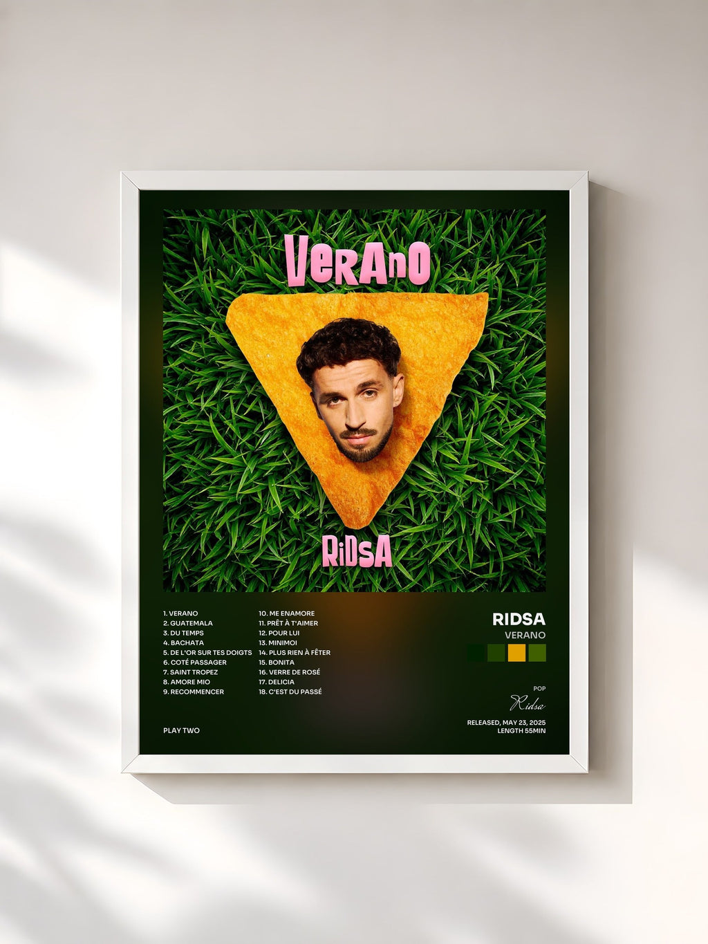 #blanc Tableau de l'album Verano de Ridsa, cadre blanc, imprimé et encadré en France