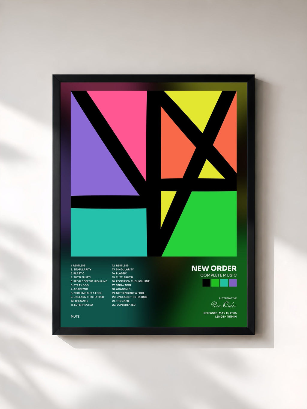 #noir Complete Music di New Order in stampa incorniciata, cornice nera, stampata e incorniciata in Francia