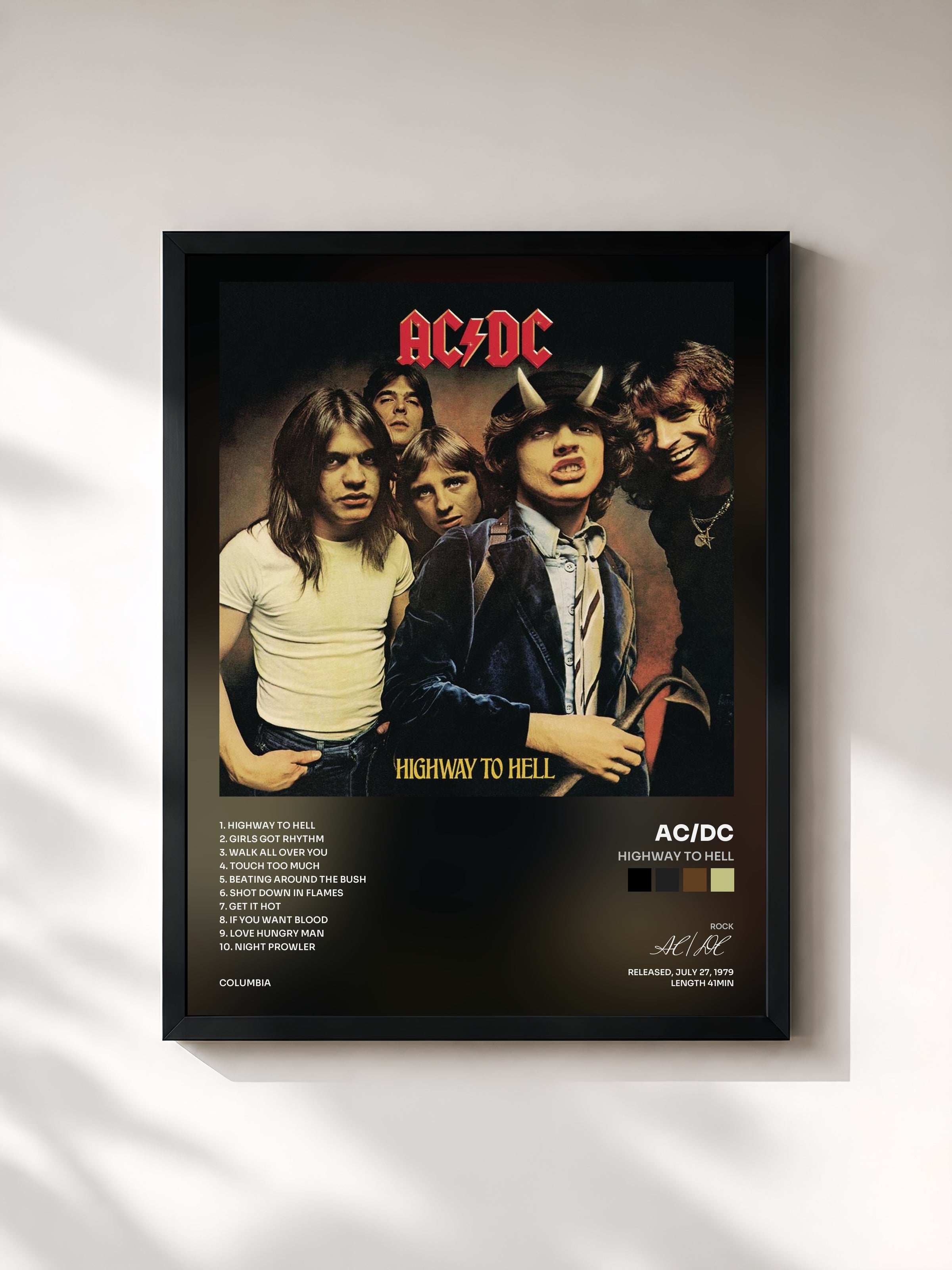 #noir Highway to Hell di AC/DC in stampa incorniciata, cornice nera, stampata e incorniciata in Francia