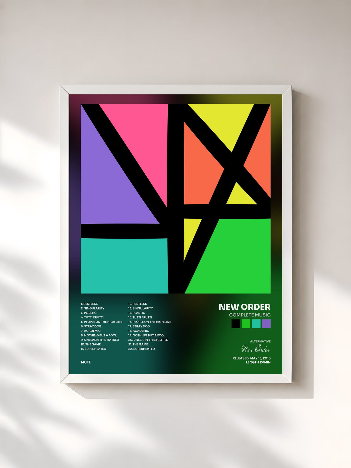 #blanc Complete Music di New Order in stampa incorniciata, cornice bianca, stampata e incorniciata in Francia